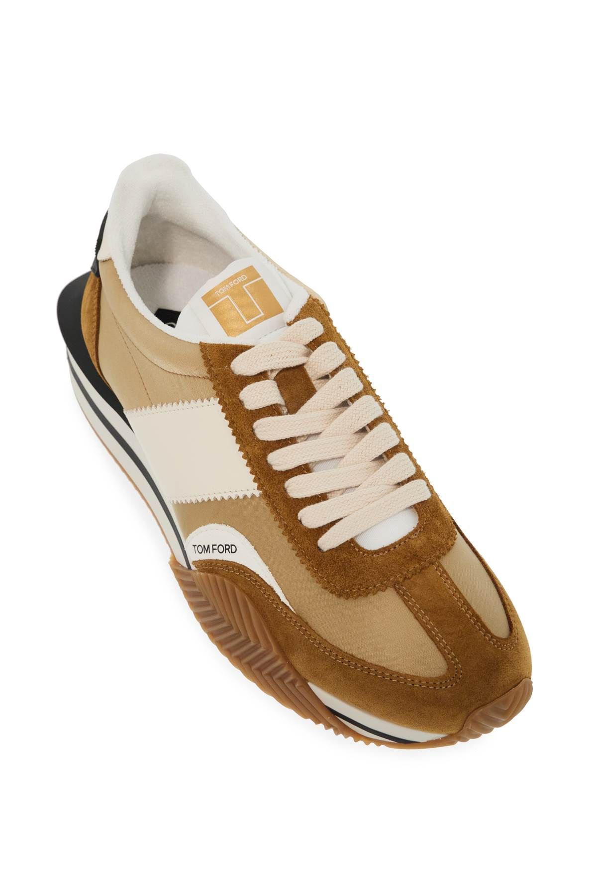 Shop Tom Ford Techno Canvas And Suede 'james' Sneakers In Brown