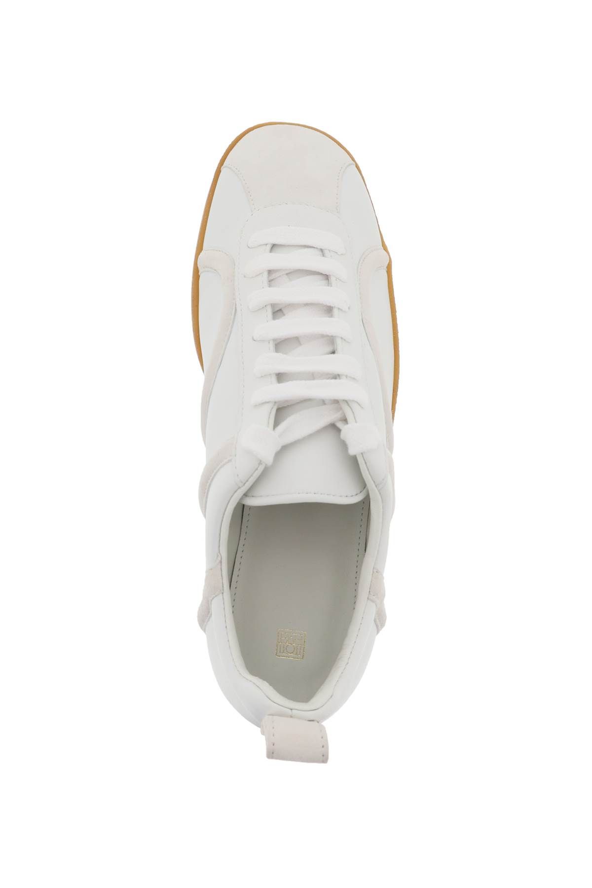 Shop Totême Leather Sneakers In White