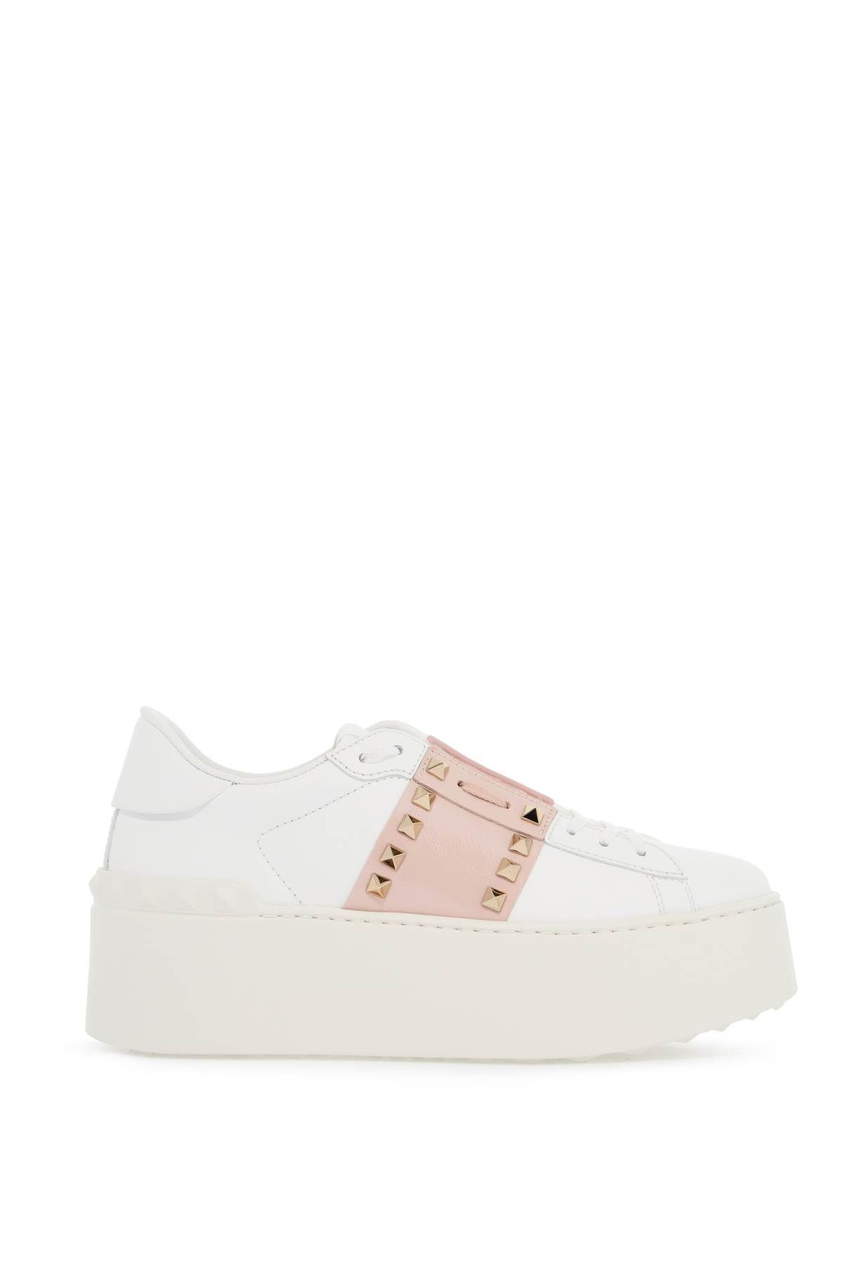 Shop Valentino Open Rockstud Untitled Sneakers In White