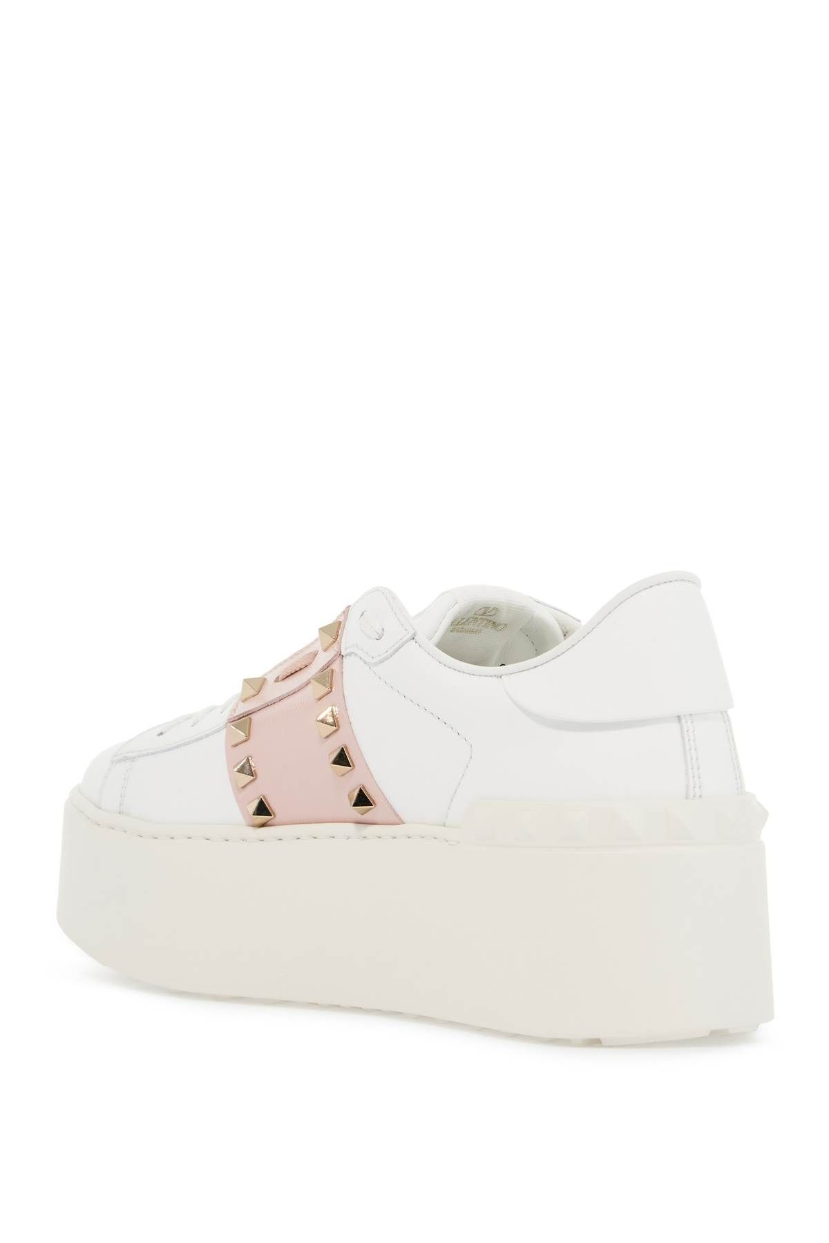 Shop Valentino Open Rockstud Untitled Sneakers In White