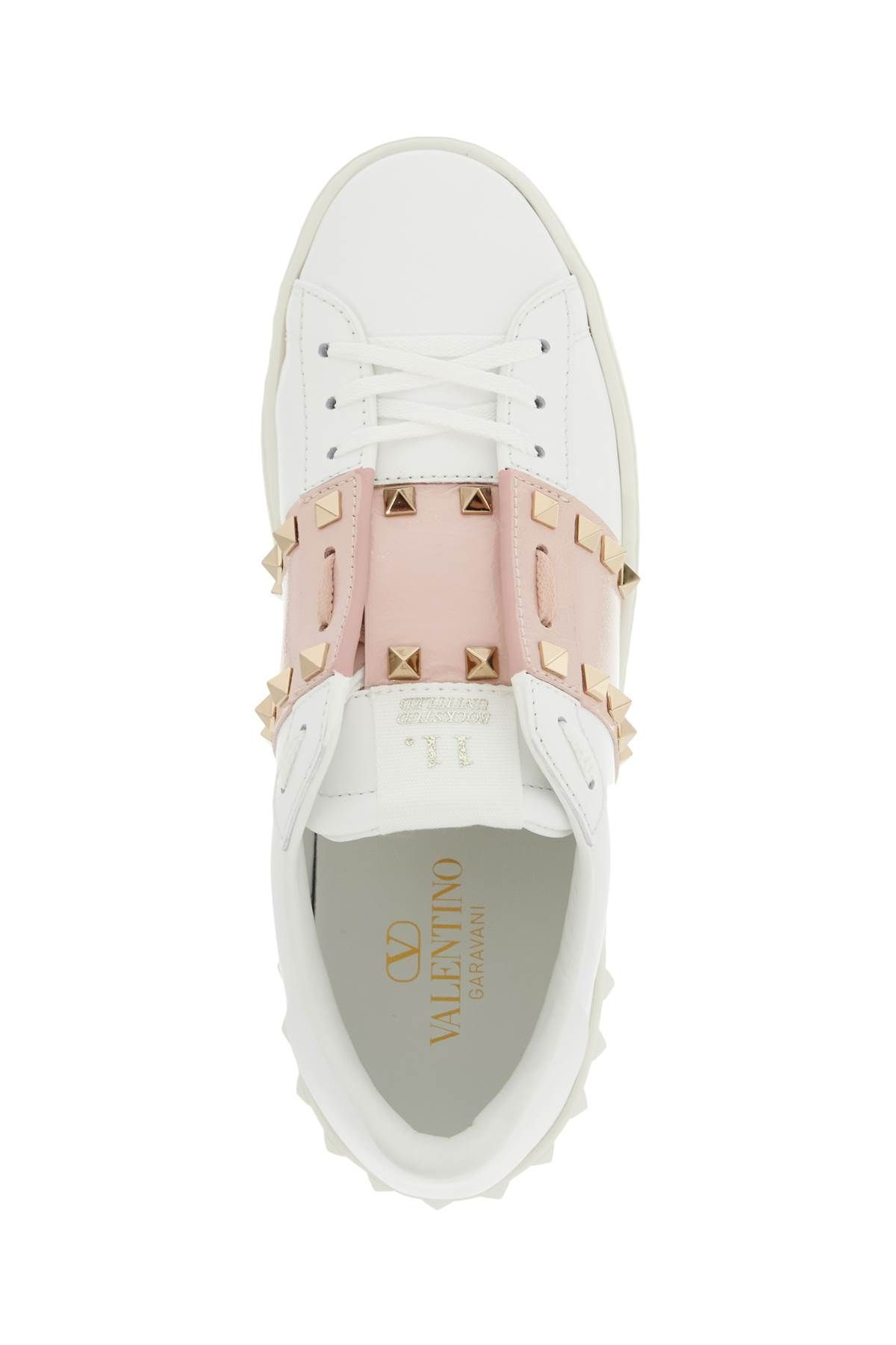 Shop Valentino Open Rockstud Untitled Sneakers In White