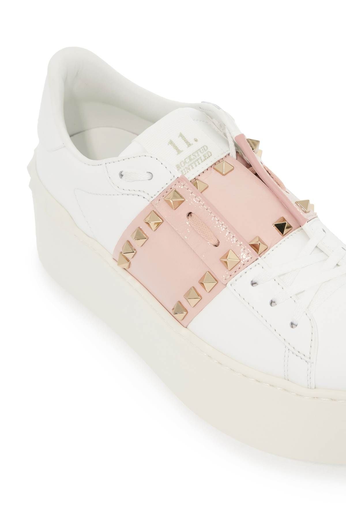 Shop Valentino Open Rockstud Untitled Sneakers In White