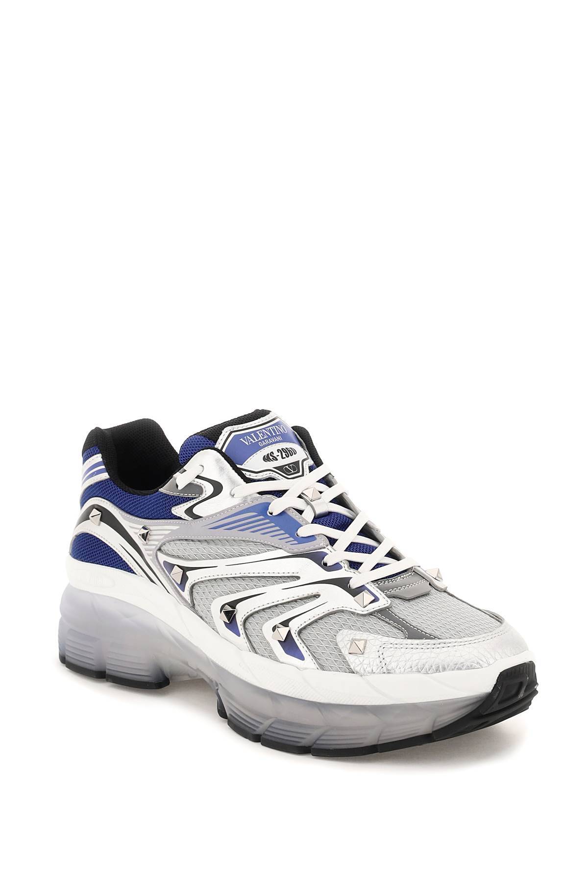 Shop Valentino Low-top Ms-2960 Sneakers In Silver,blue