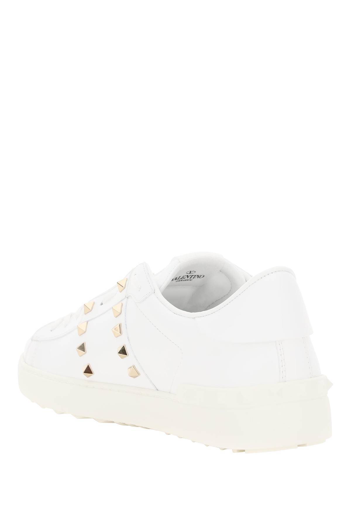 Shop Valentino Open Rockstud Untitled Sneaker In White,gold