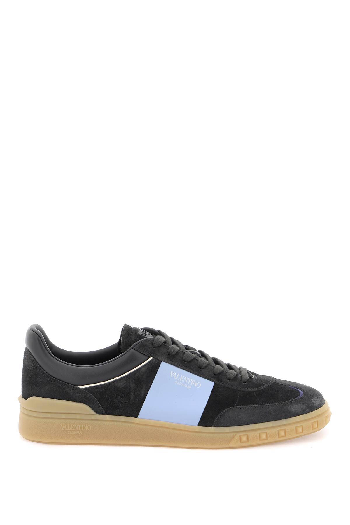 Shop Valentino Low Top Upvillage Sneakers In Black,light Blue
