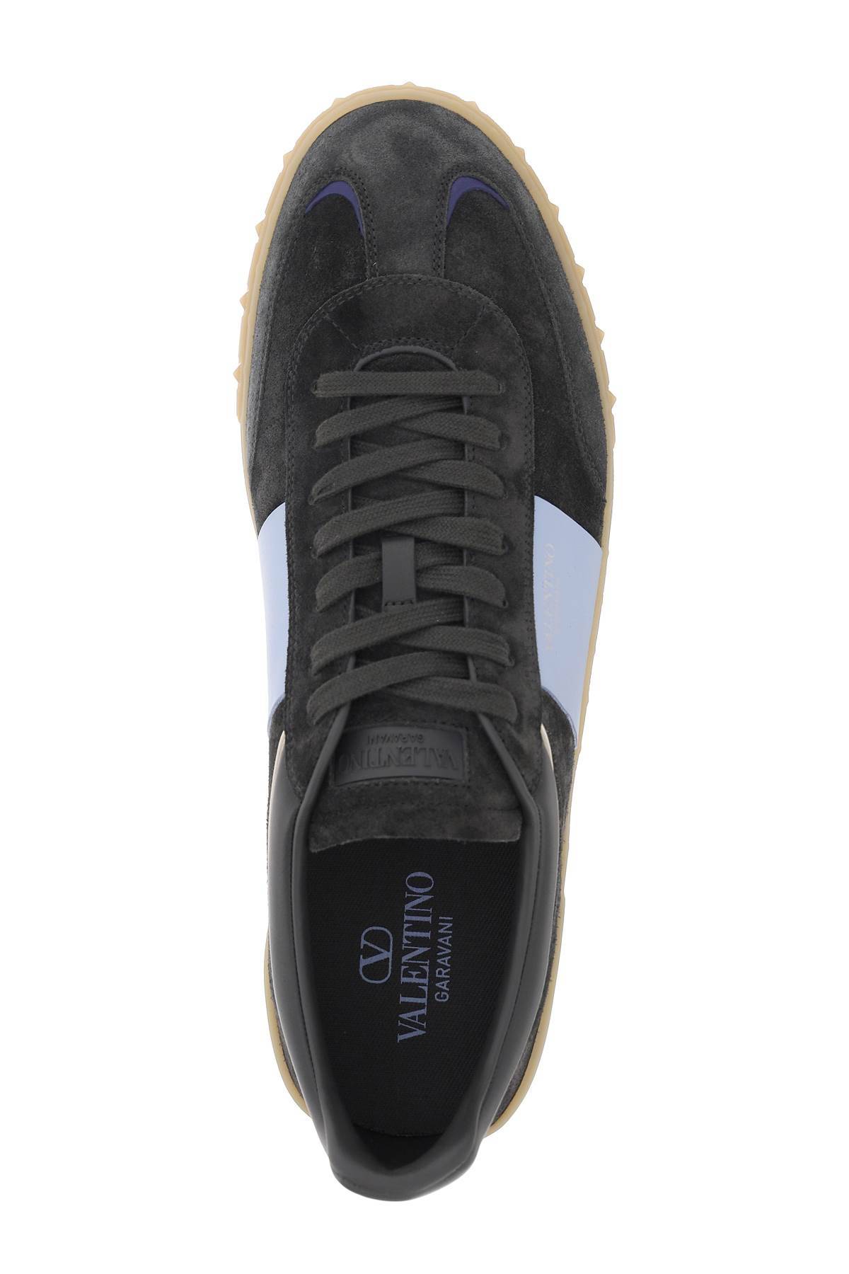 Shop Valentino Low Top Upvillage Sneakers In Black,light Blue
