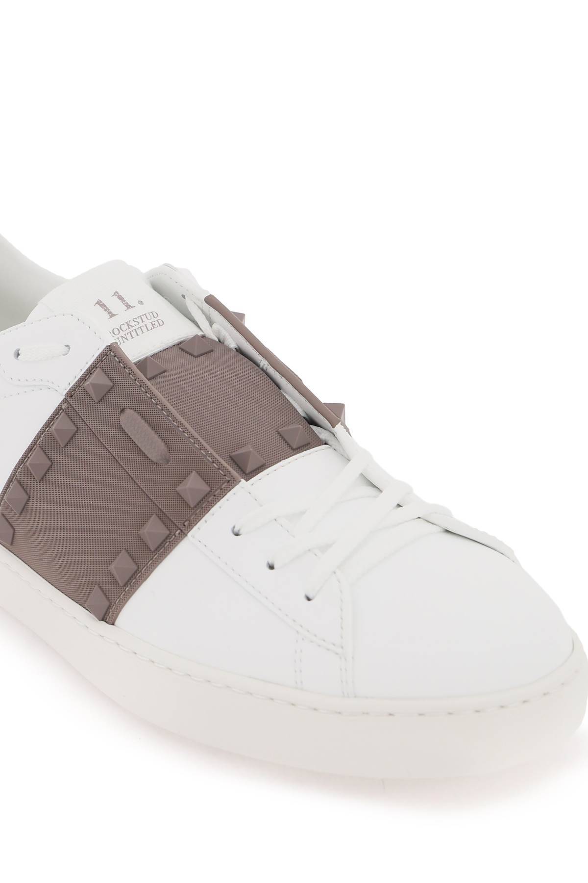 Shop Valentino Rockstud Untitled Sneakers In White,neutro