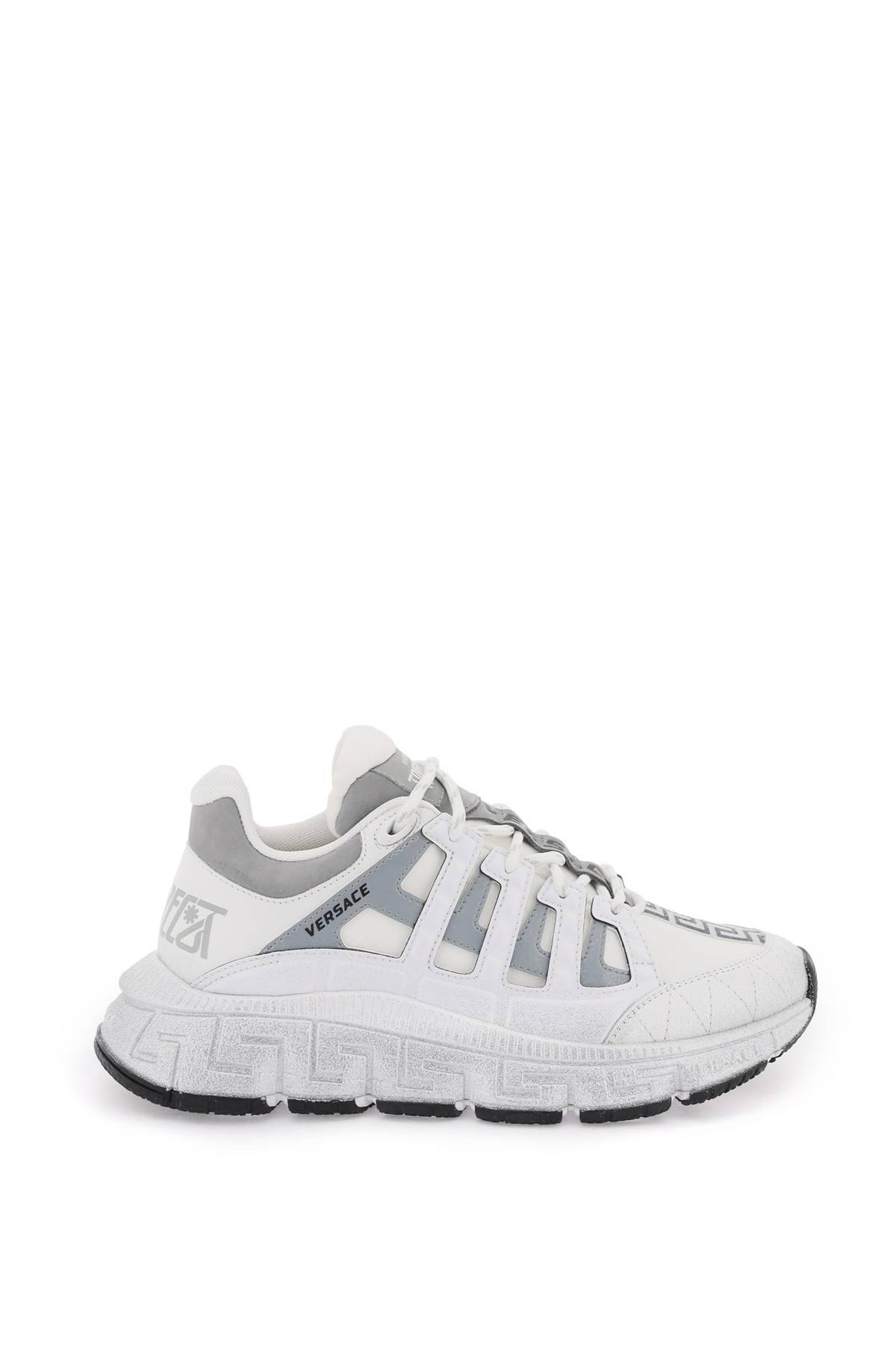 Shop Versace 'trigreca' Sneakers In White,silver