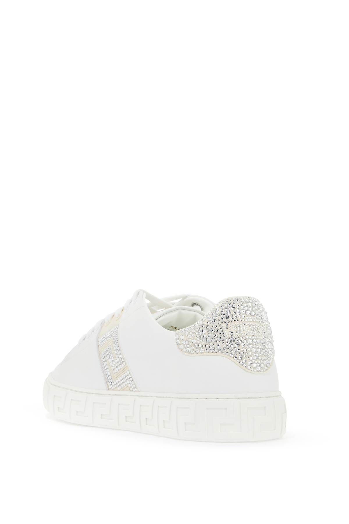 Shop Versace "greca Crystal Sneakers In White