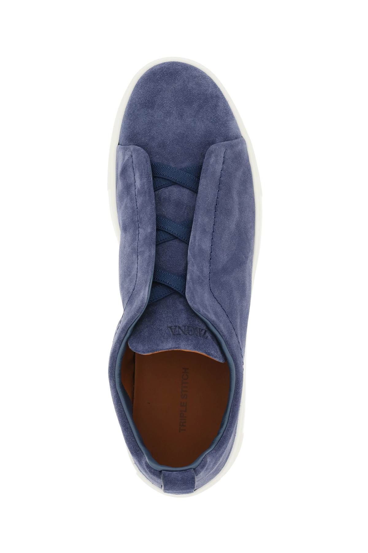 Shop Zegna Triple Stitch Slip-on Sneakers In Blue