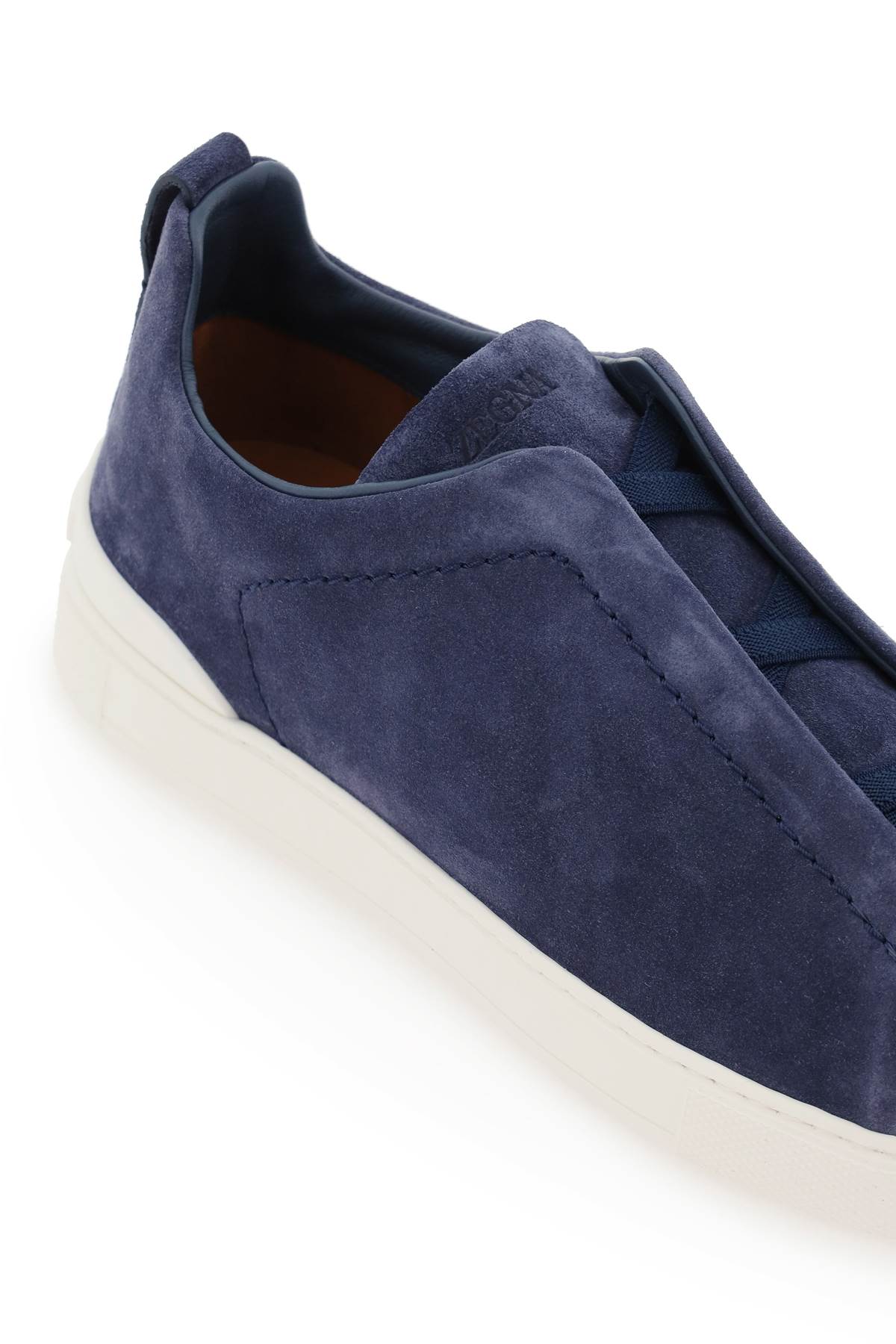 Shop Zegna Triple Stitch Slip-on Sneakers In Blue