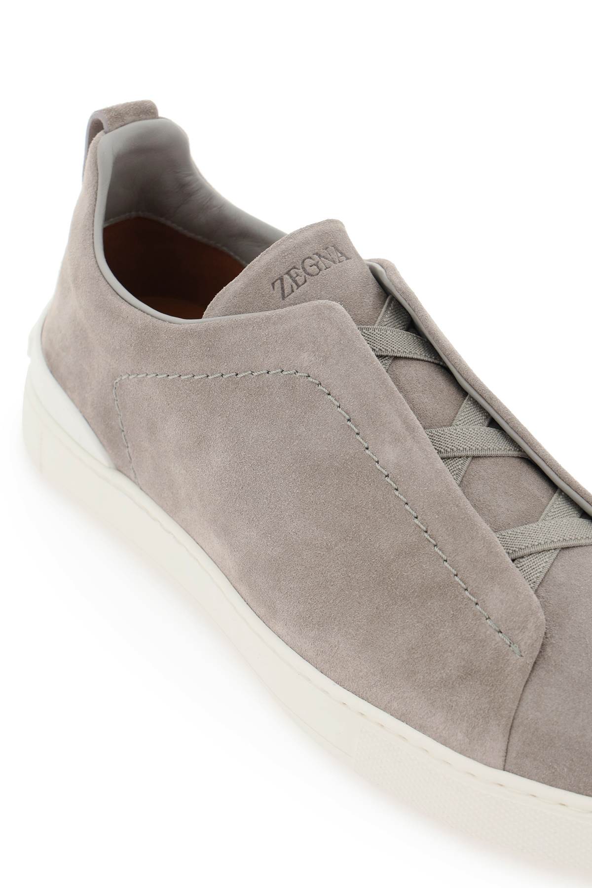 Shop Zegna Triple Stitch Slip-on Sneakers In Grey