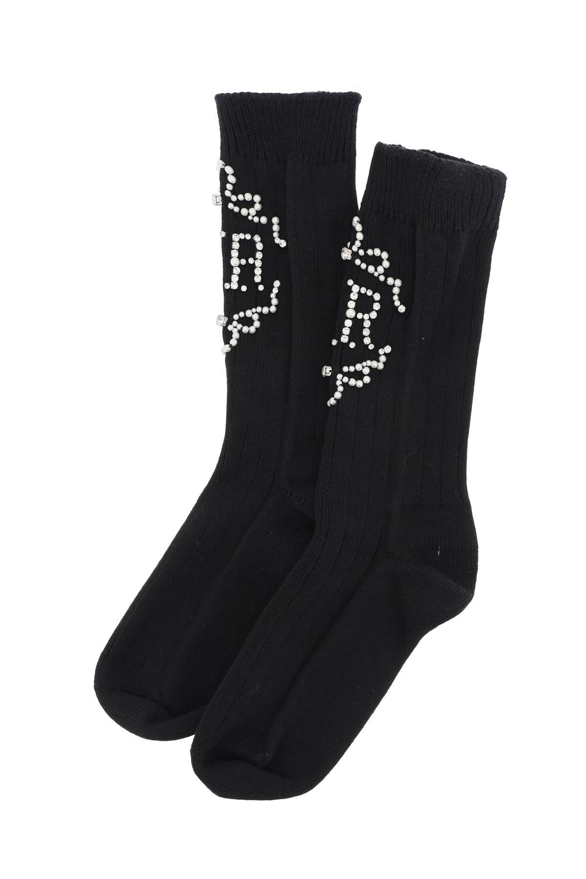 Shop Simone Rocha Sr Socks With Pearls And Crystals In Black