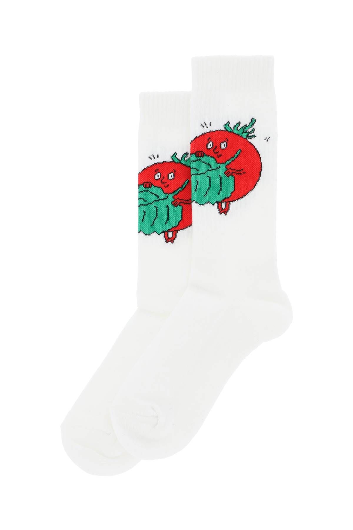Shop Sky High Farm Happy Tomatoes Crew Socks In White
