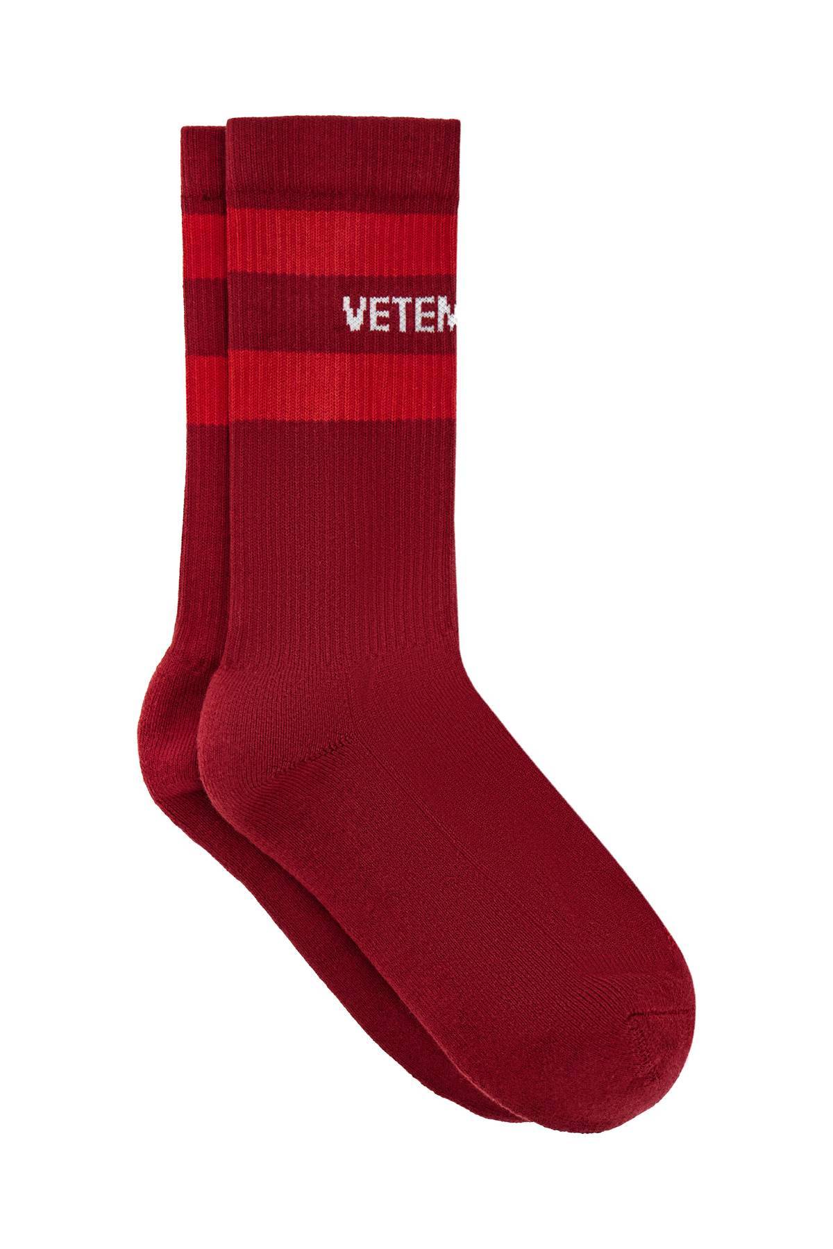 Shop Vetements Logoed Socks In Red