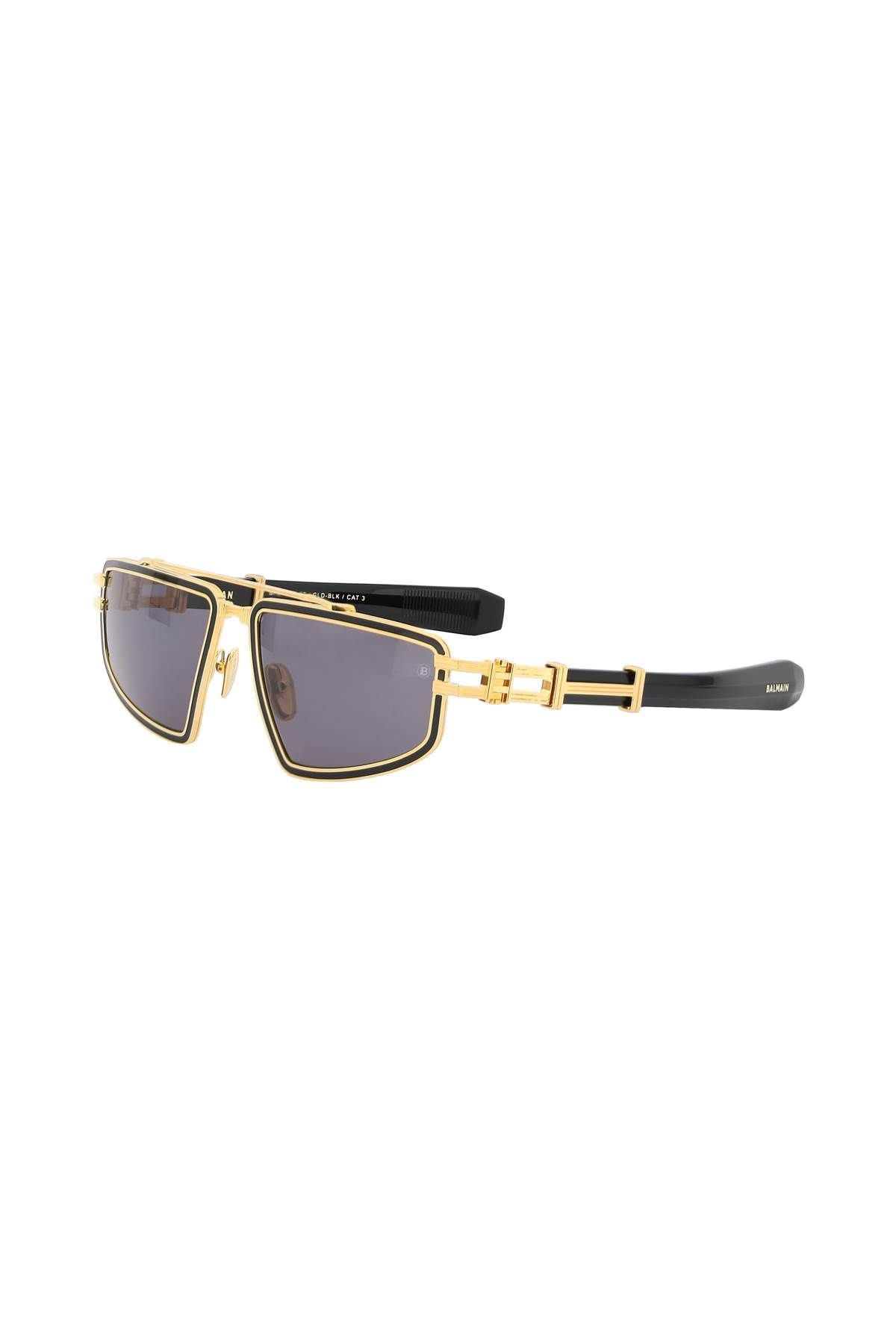 Shop Balmain Titan Sunglasses In Black,gold