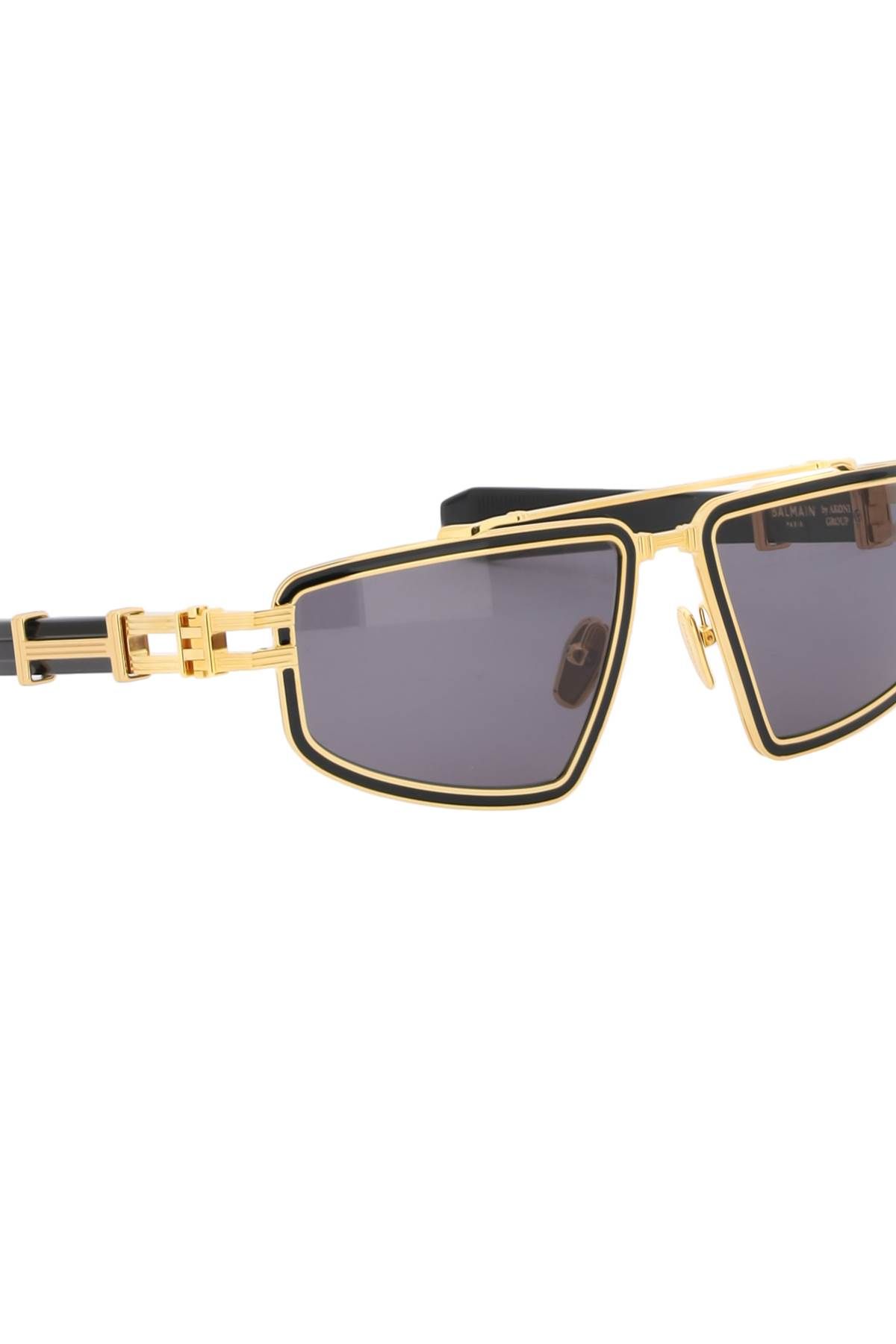 Shop Balmain Titan Sunglasses In Black,gold