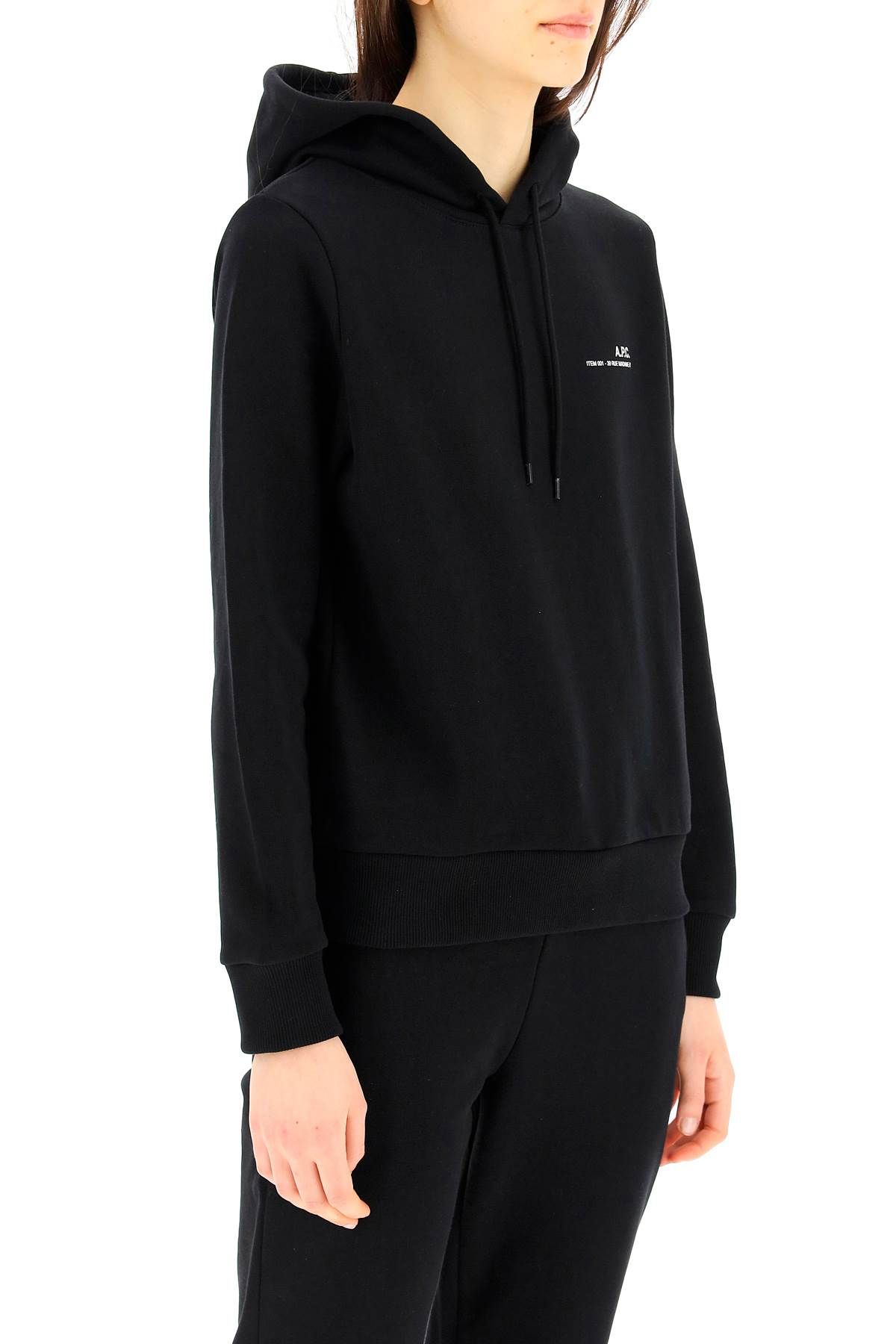 Shop Apc Hoodie With Logo Print In Black