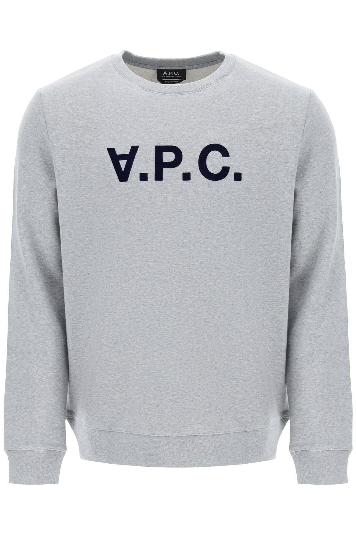 Shop Apc Flock V.p.c. Logo Sweatshirt In Grey