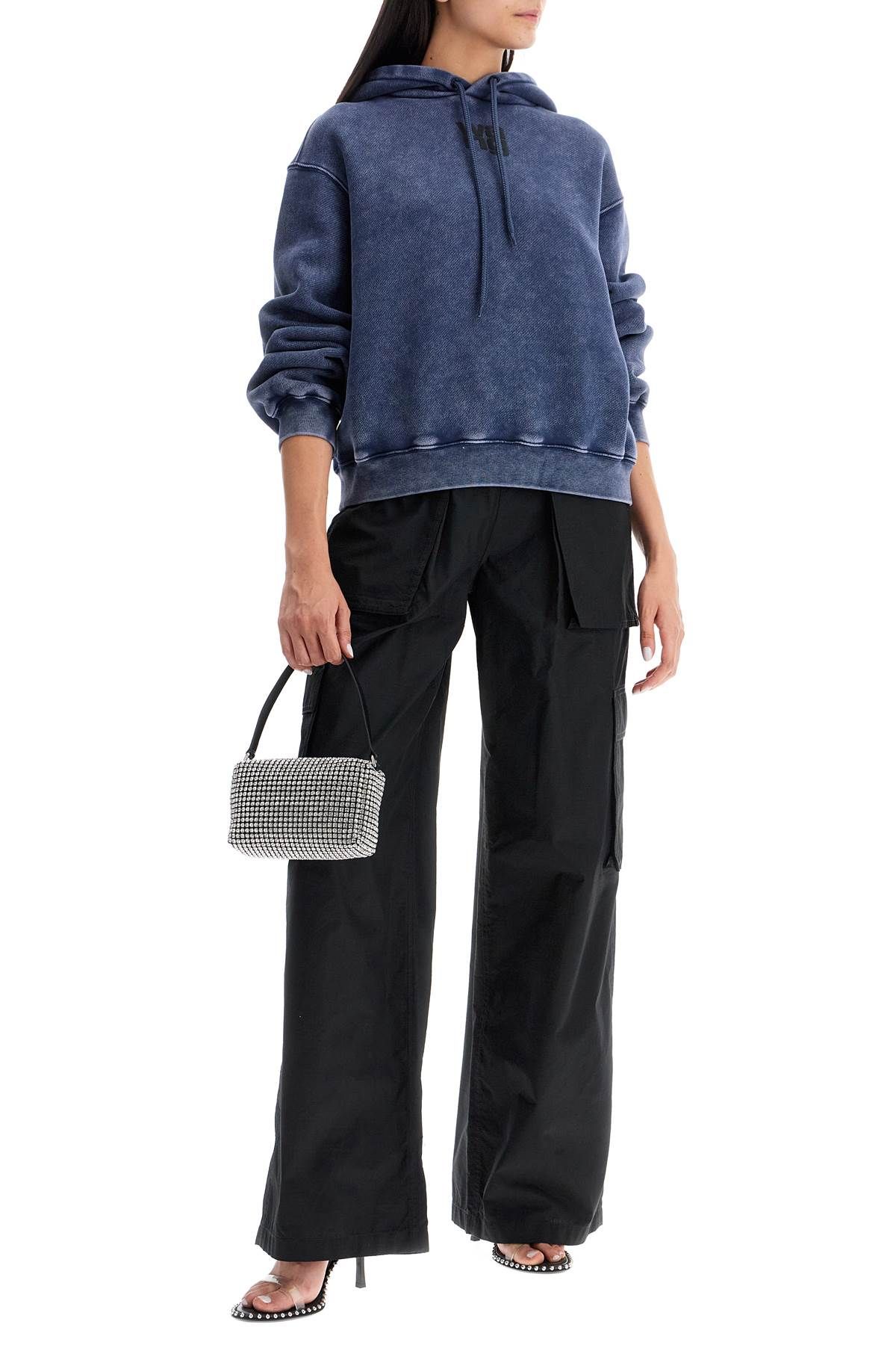 Shop Alexander Wang Boxy Hoodie With Hood In Blue