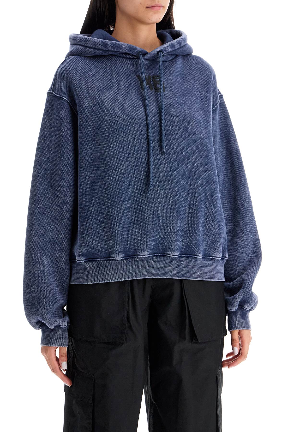 Shop Alexander Wang Boxy Hoodie With Hood In Blue