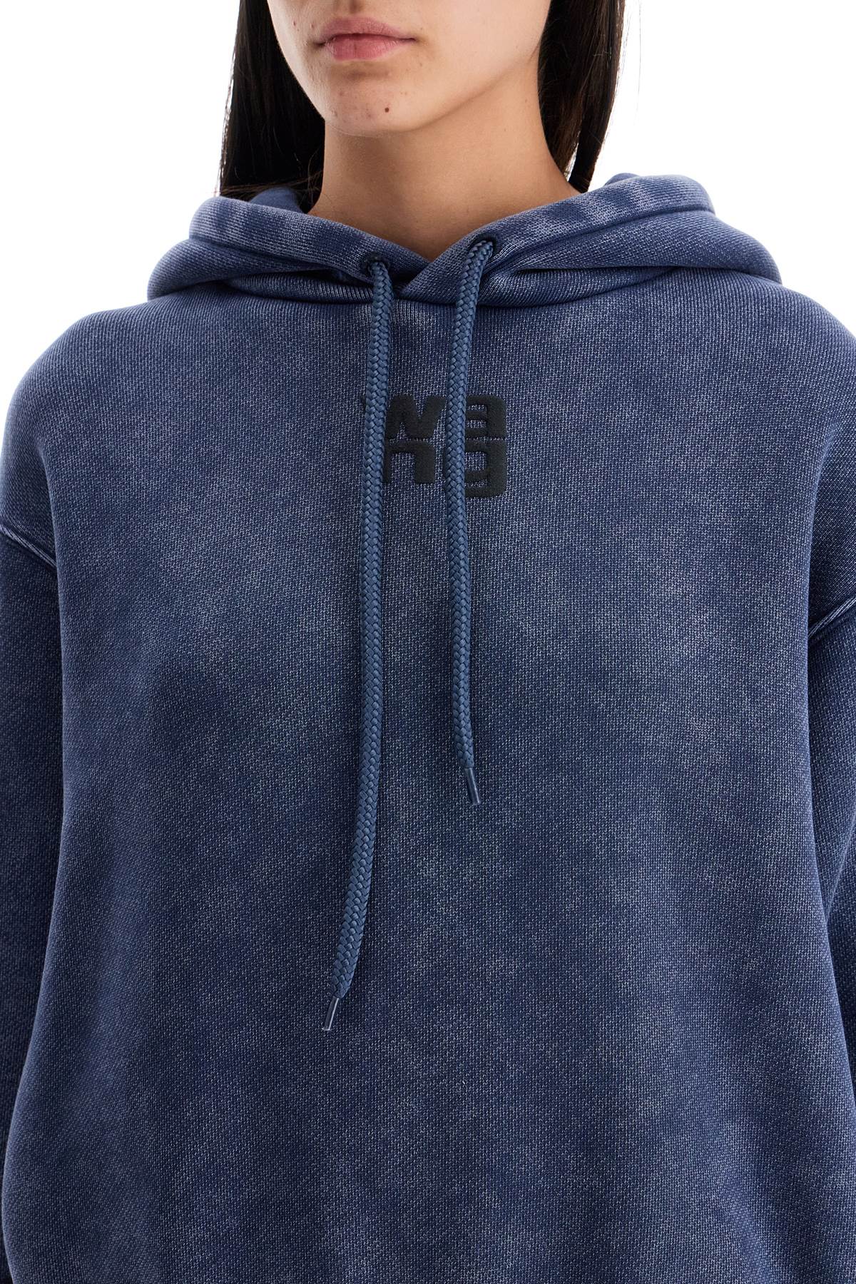 Shop Alexander Wang Boxy Hoodie With Hood In Blue