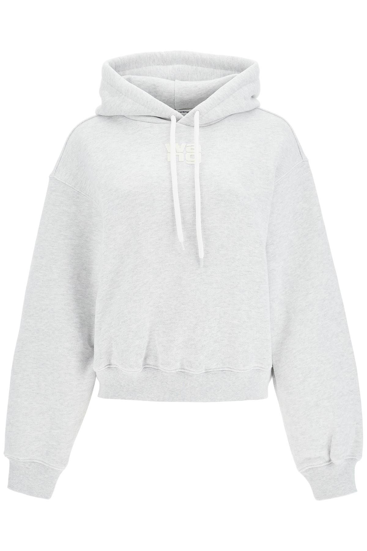 Shop Alexander Wang Boxy Hoodie With Hood In Grey