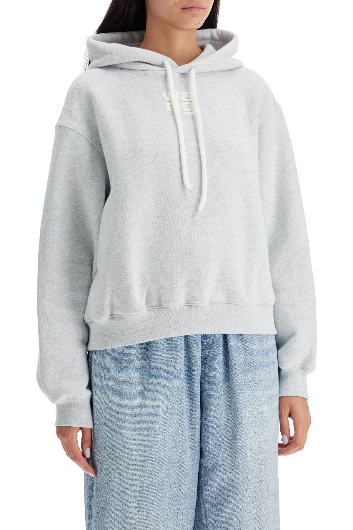 Shop Alexander Wang Boxy Hoodie With Hood In Grey