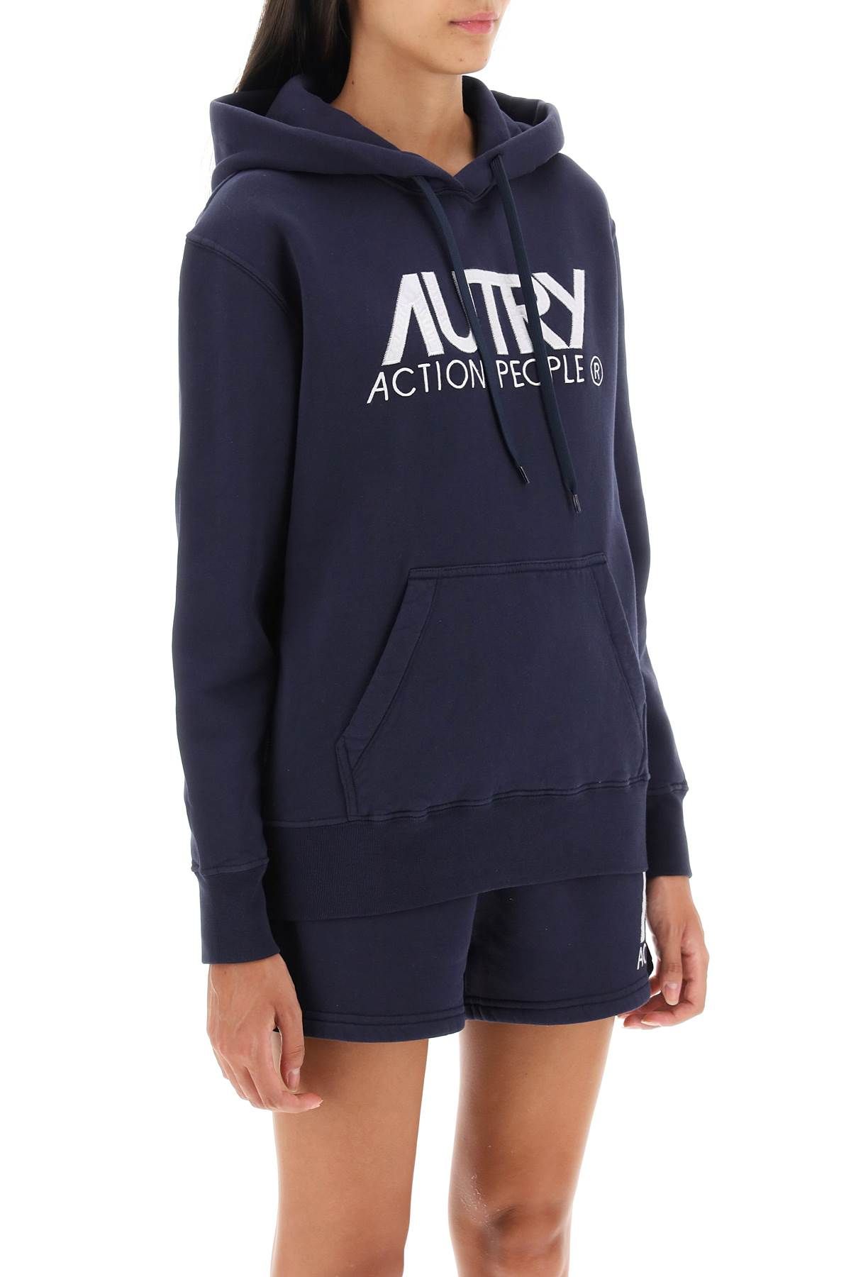 Shop Autry 'icon' Hoodie With Logo Embroidery In Blue