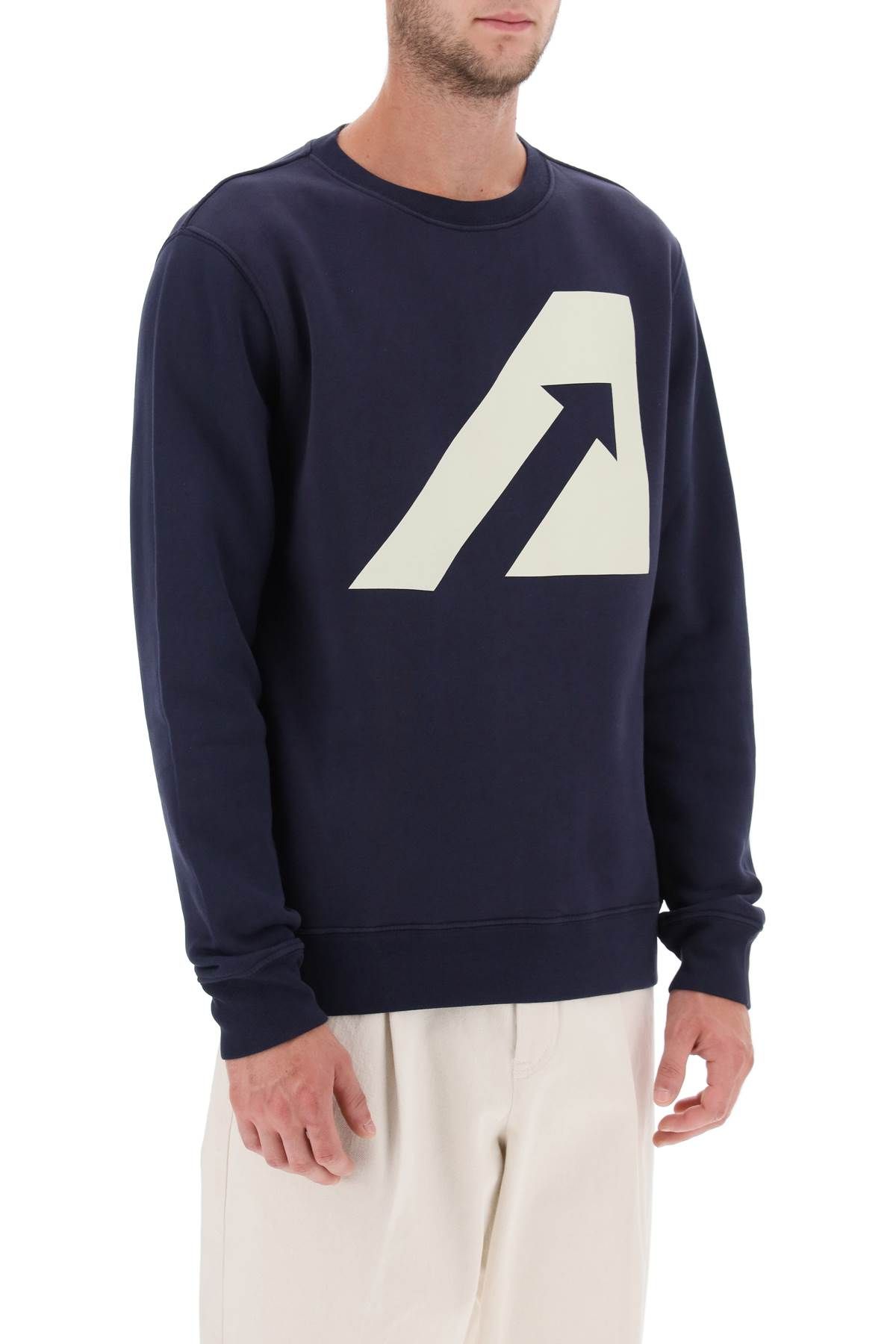 Shop Autry Crew-neck Sweatshirt With Logo Print In Blue