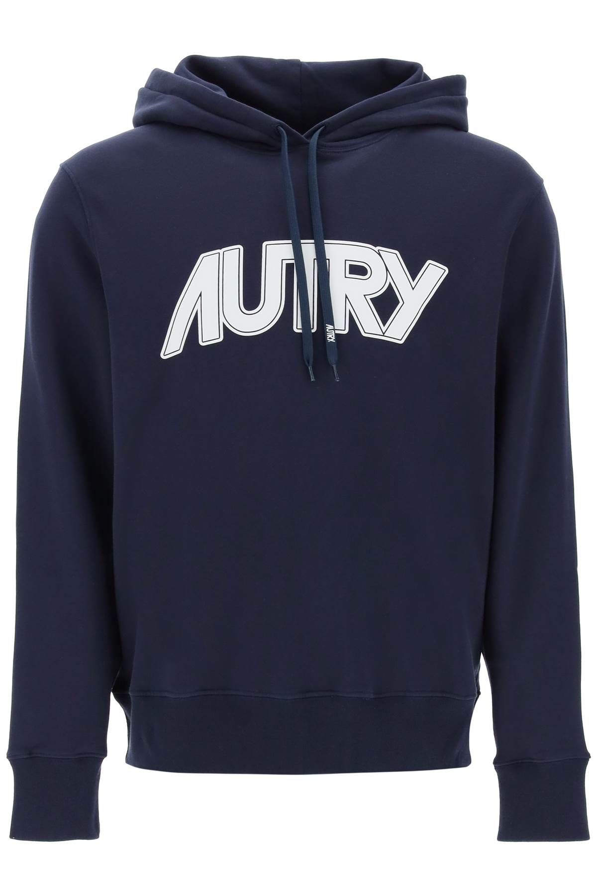 Shop Autry Hoodie With Maxi Logo Print In Blue