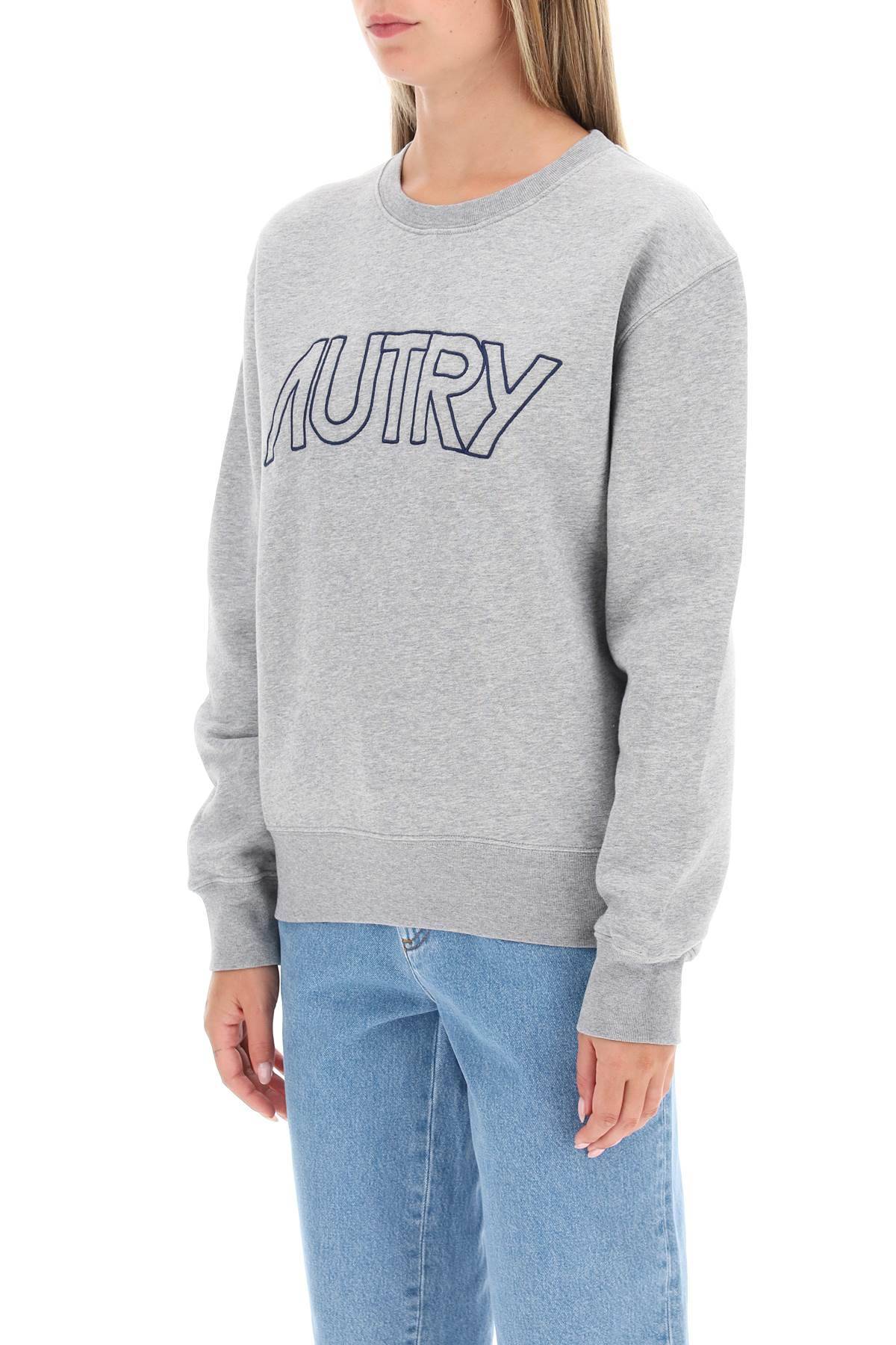 Shop Autry Crew-neck Sweatshirt With Logo Embroidery In Grey