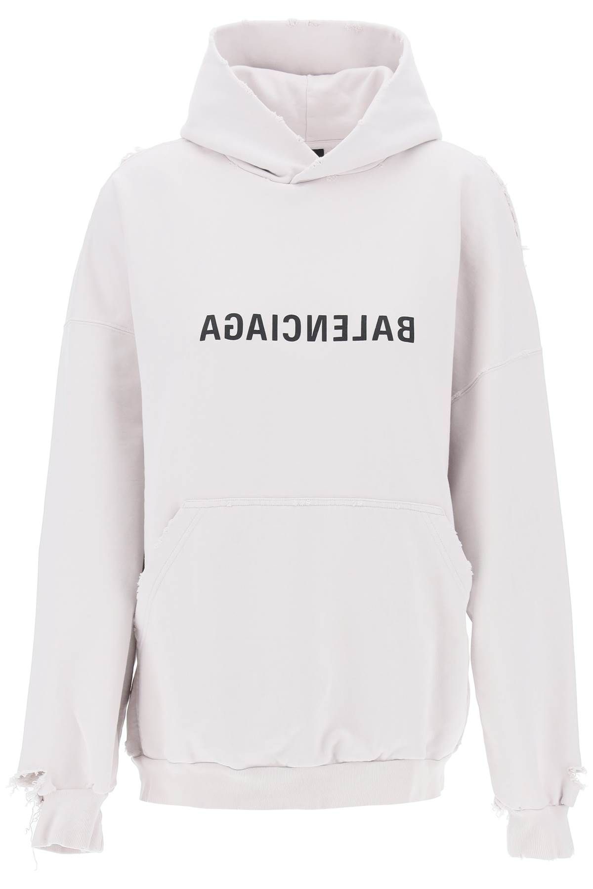 Shop Balenciaga Destroyed Logo Sweatshirt With In White