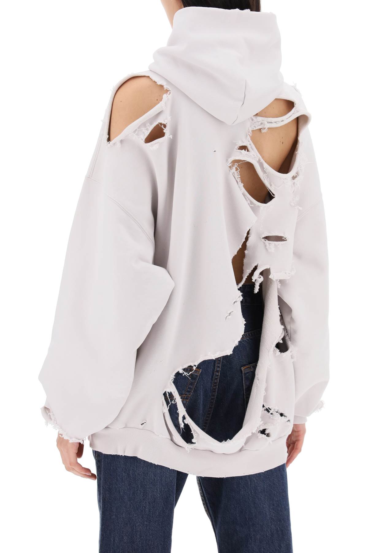 Shop Balenciaga Destroyed Logo Sweatshirt With In White