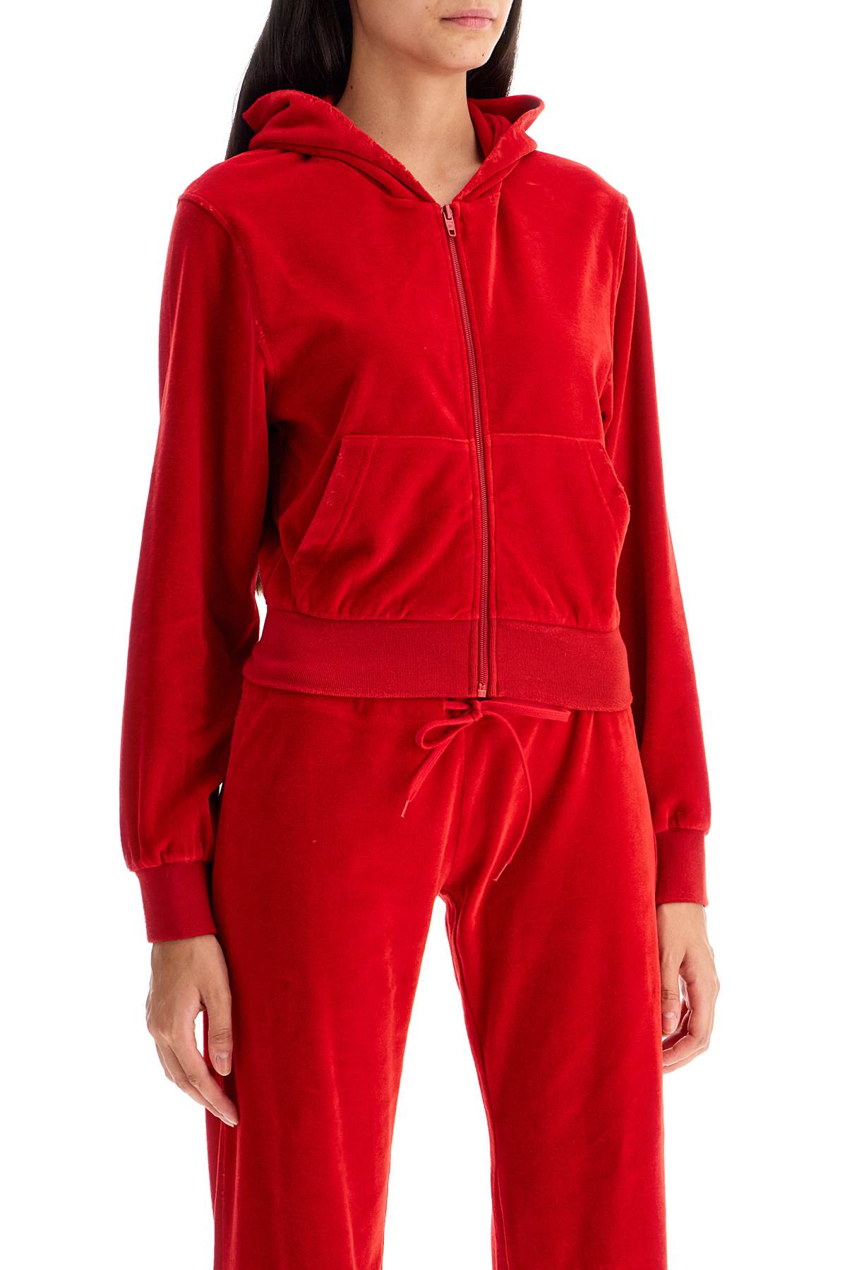 Shop Balenciaga Cropped Velvet Bb Motel Sweatshirt In Red