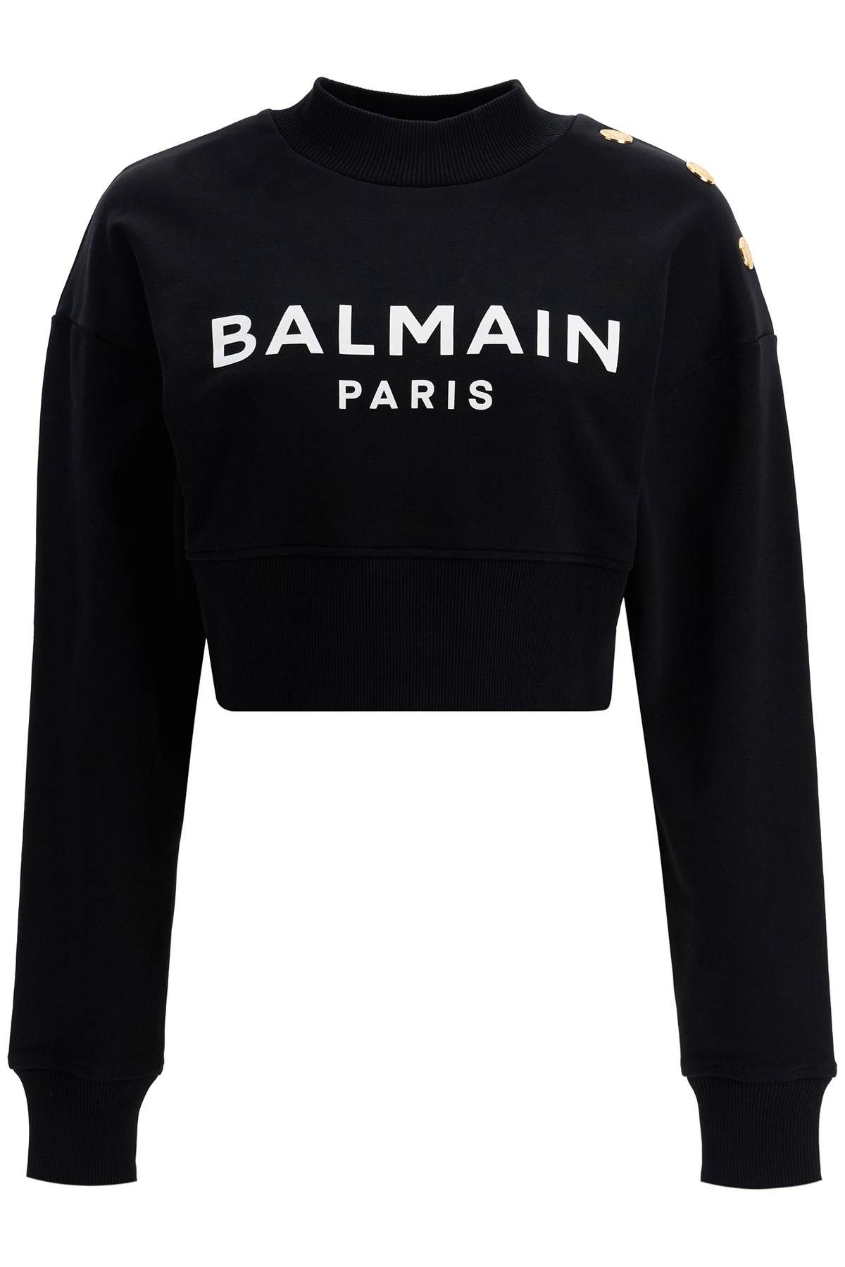 Balmain "cropped Sweatshirt With Buttons In Green