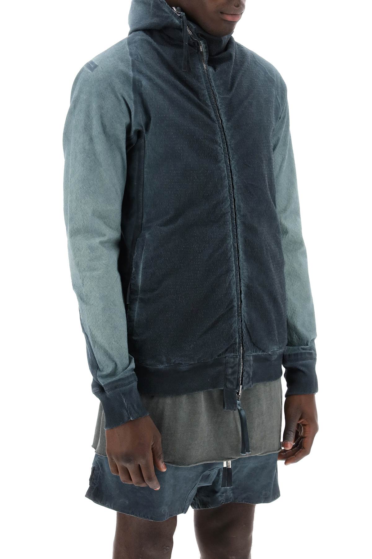 Shop Boris Bidjan Saberi Hybrid Sweatshirt With Zip And Hood In Grey