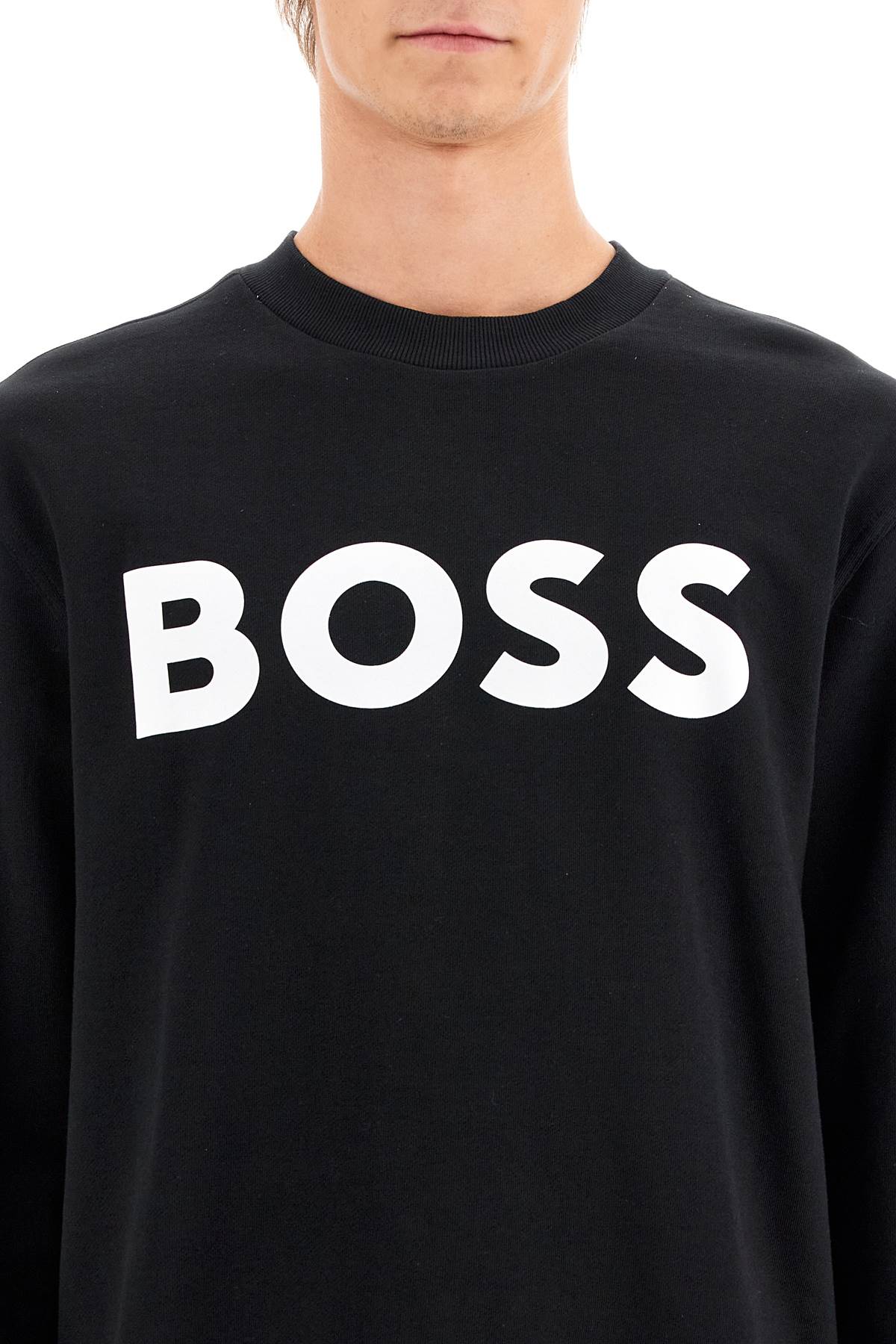 Shop Hugo Boss Webasiccrew Logo In Black