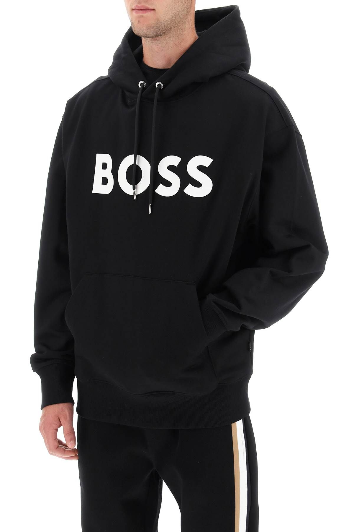 Shop Hugo Boss Sullivan Logo Hoodie In Black