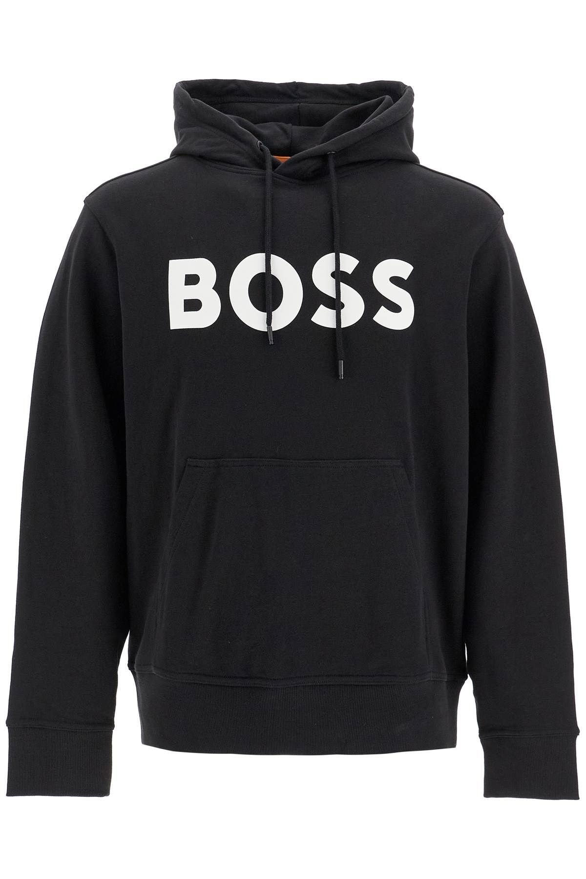 Shop Hugo Boss Hooded Sweatshirt With In Black