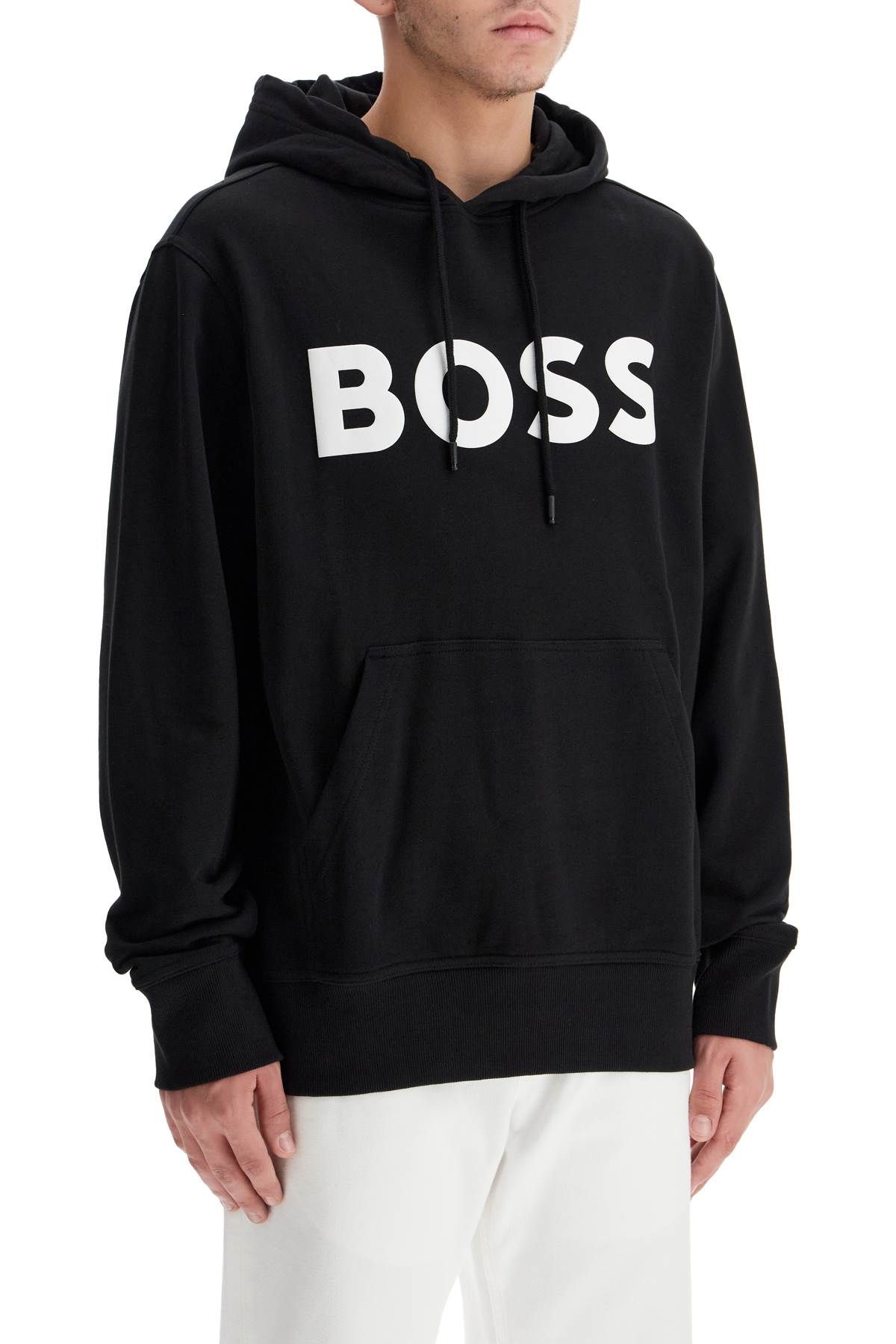 Shop Hugo Boss Hooded Sweatshirt With In Black