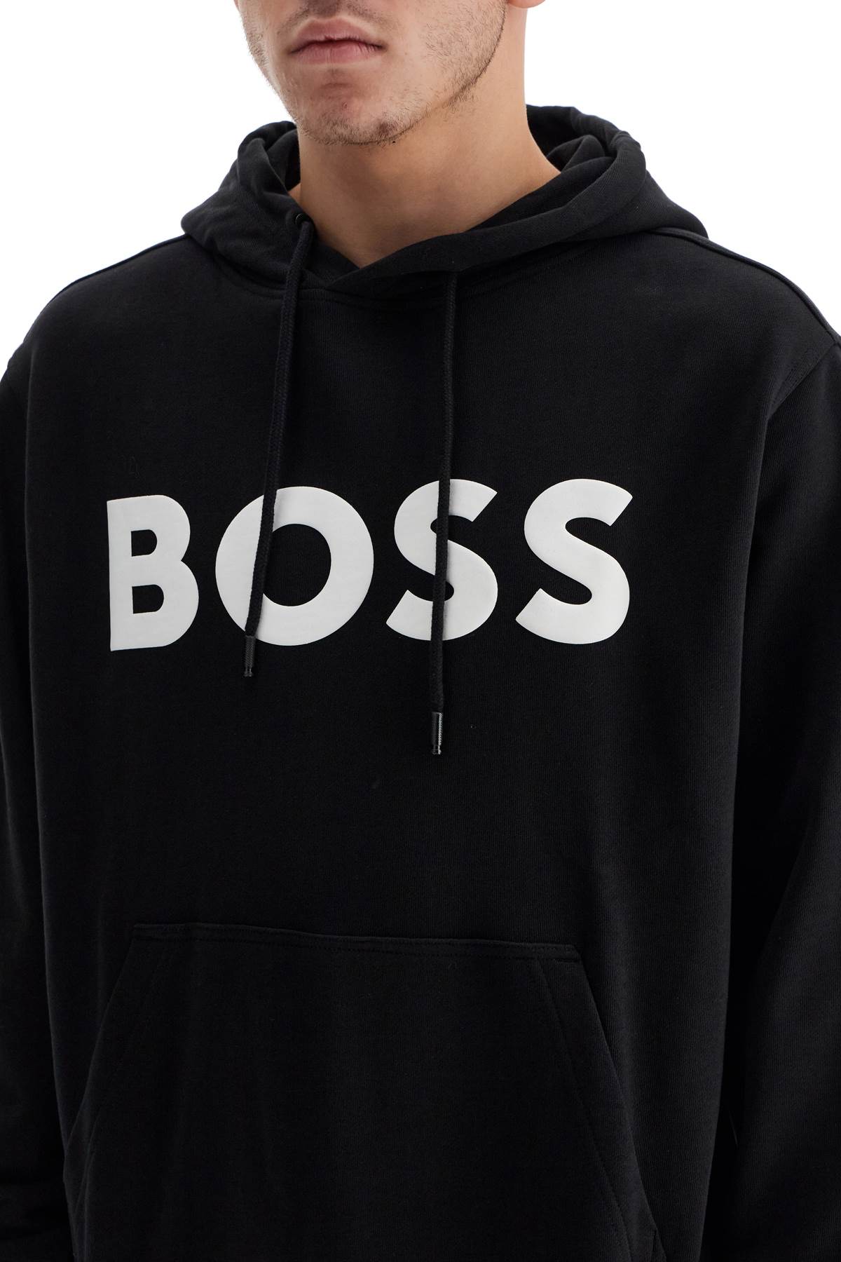 Shop Hugo Boss Hooded Sweatshirt With In Black