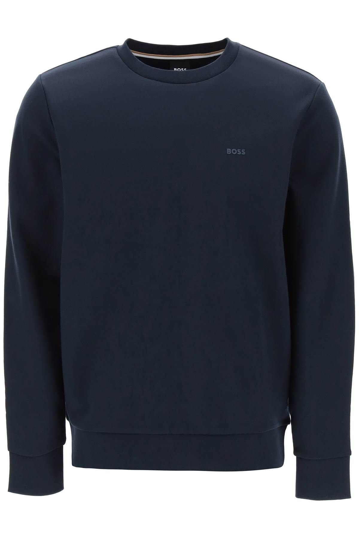 Shop Hugo Boss French Terry Crewneck Sweatshirt In Blue