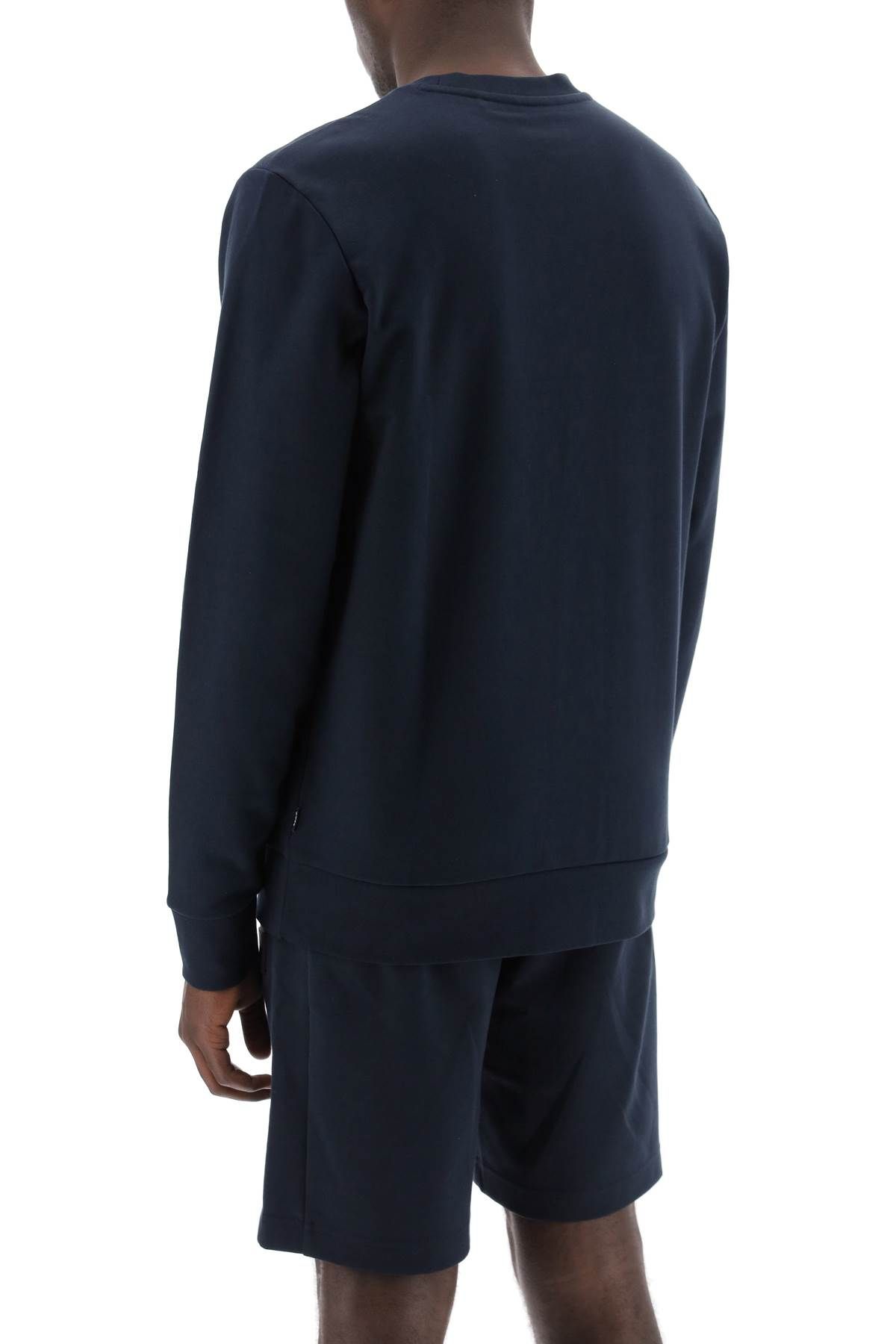 Shop Hugo Boss French Terry Crewneck Sweatshirt In Blue