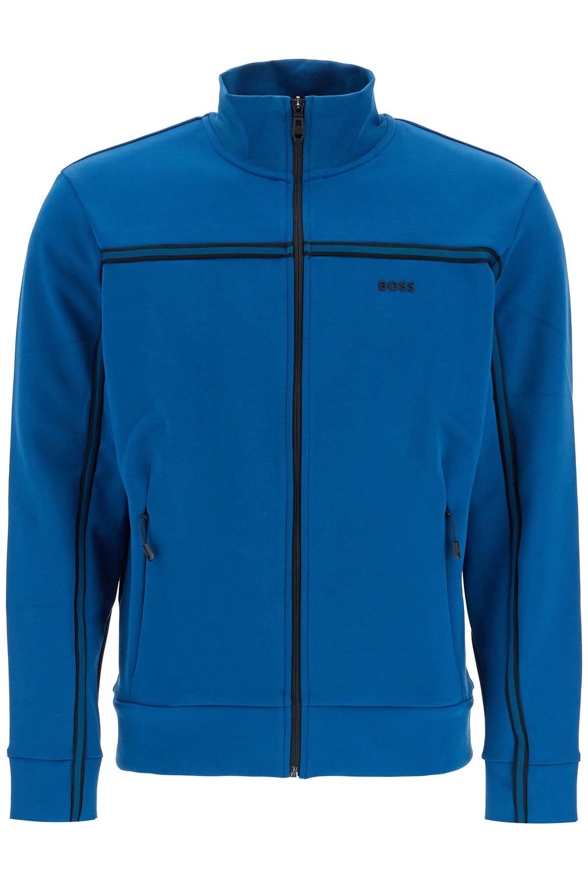 Shop Hugo Boss "high-necked Sweatshirt In Compact Jersey In Blue