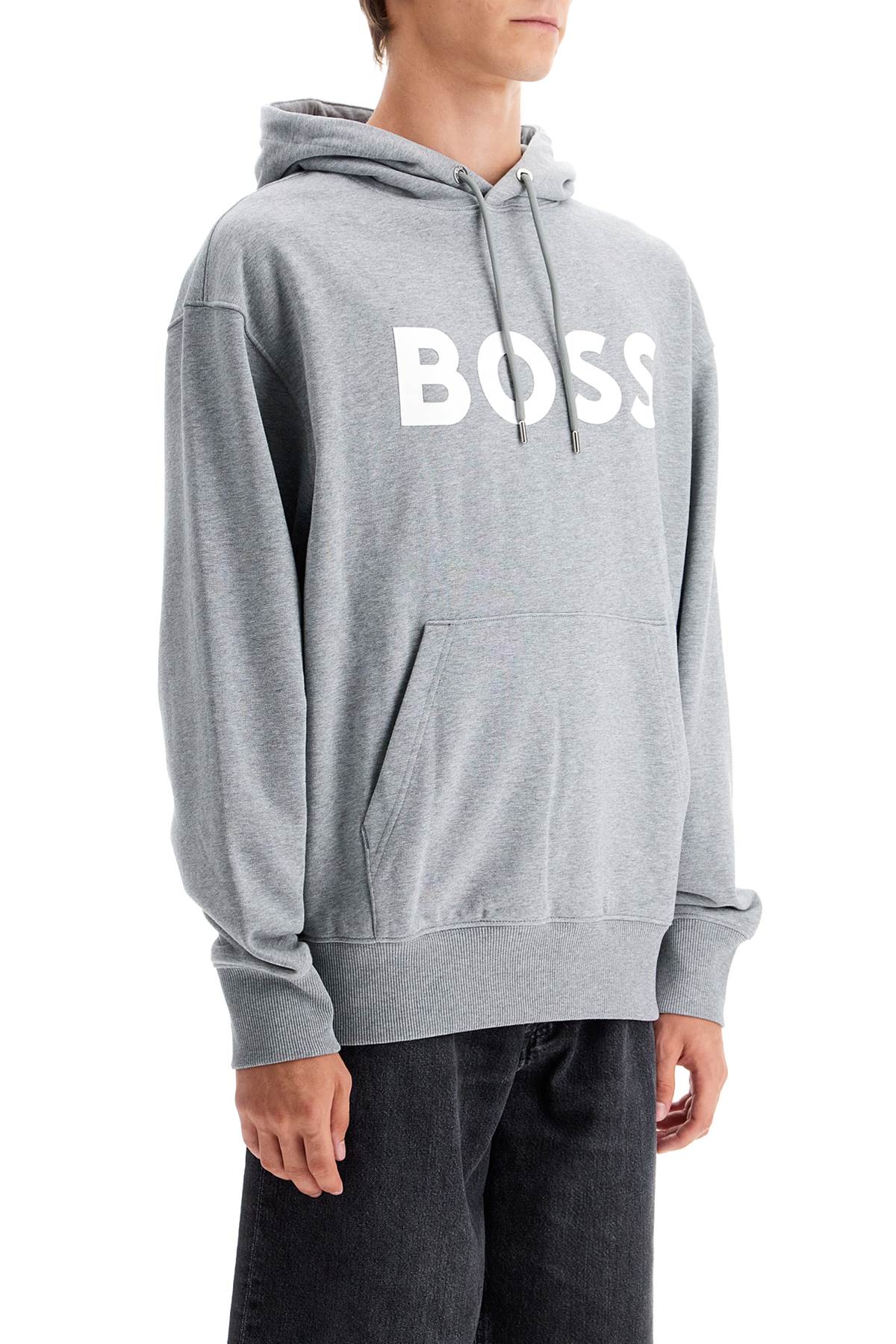 Shop Hugo Boss Sullivan Logo Hoodie In Grey