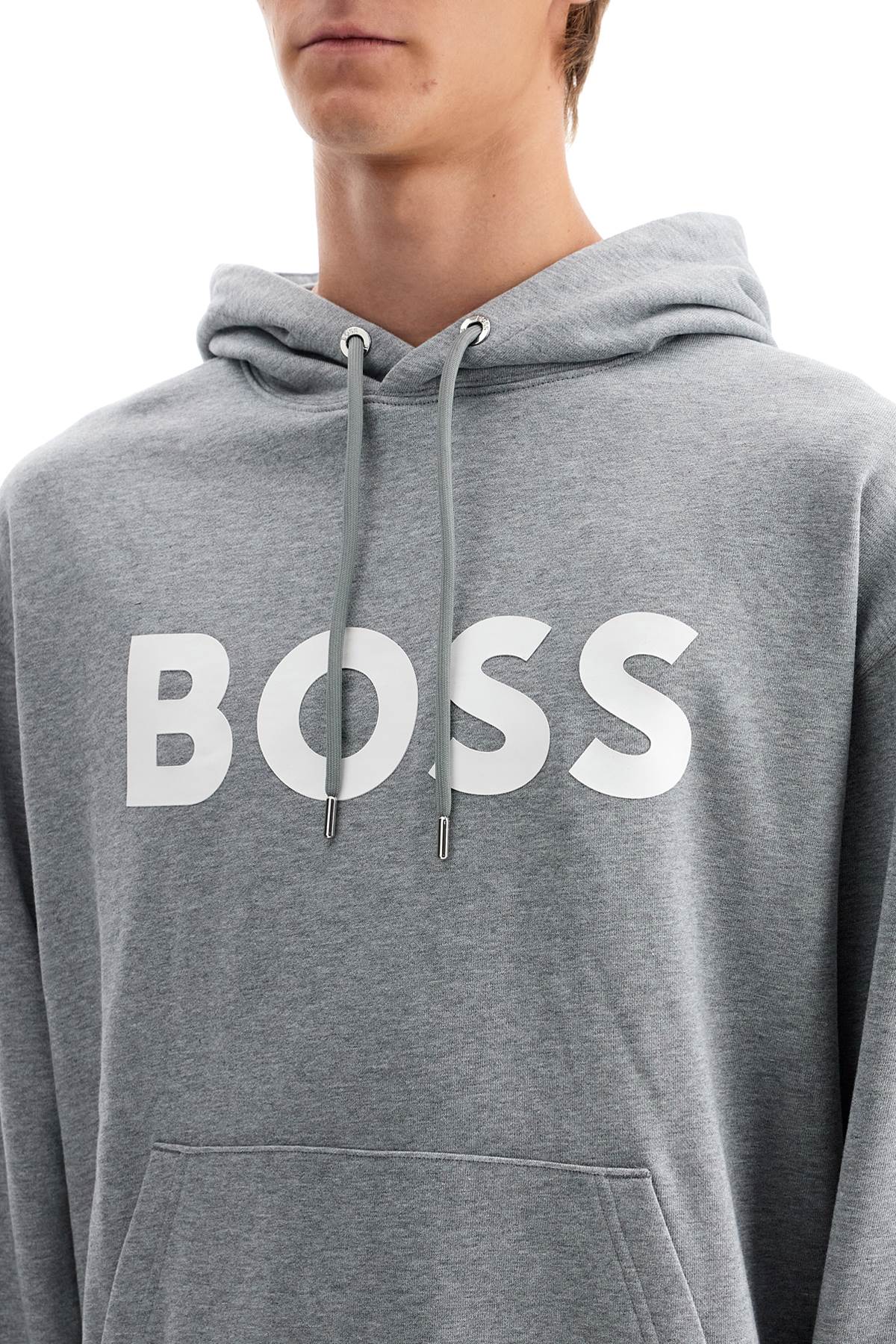 Shop Hugo Boss Sullivan Logo Hoodie In Grey