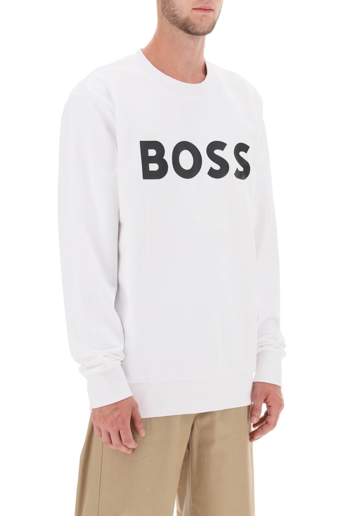 Shop Hugo Boss Logo Print Sweatshirt In White