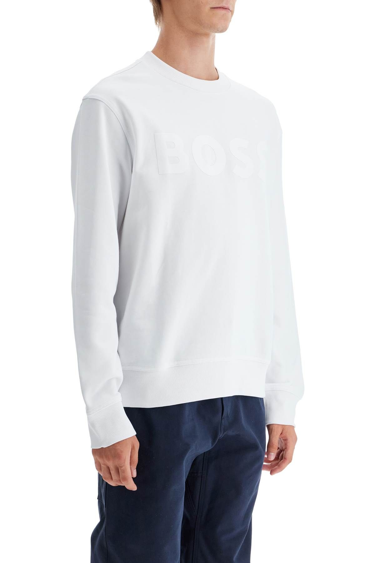 Shop Hugo Boss Webasiccrew Logo In White