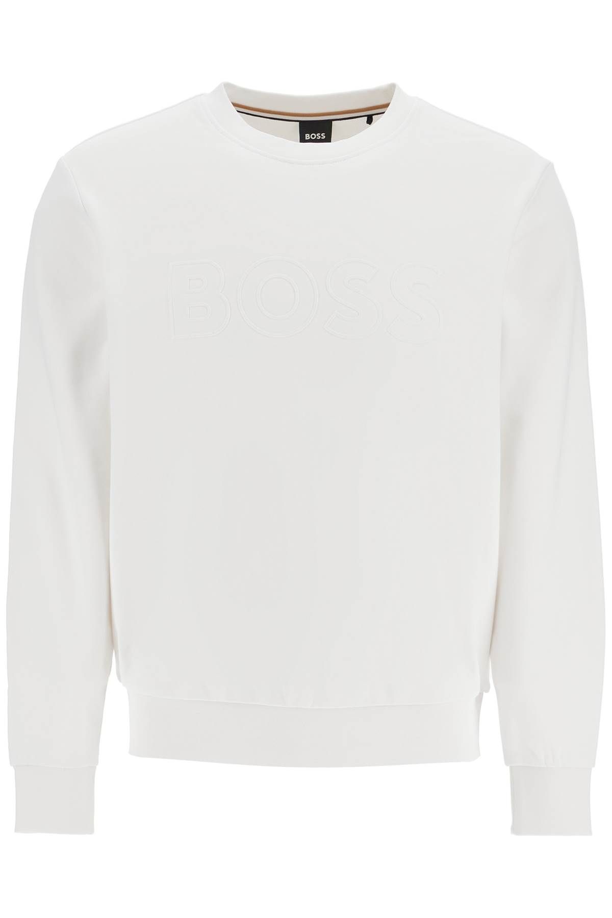 Shop Hugo Boss Crewneck Sweatshirt With Logo In White